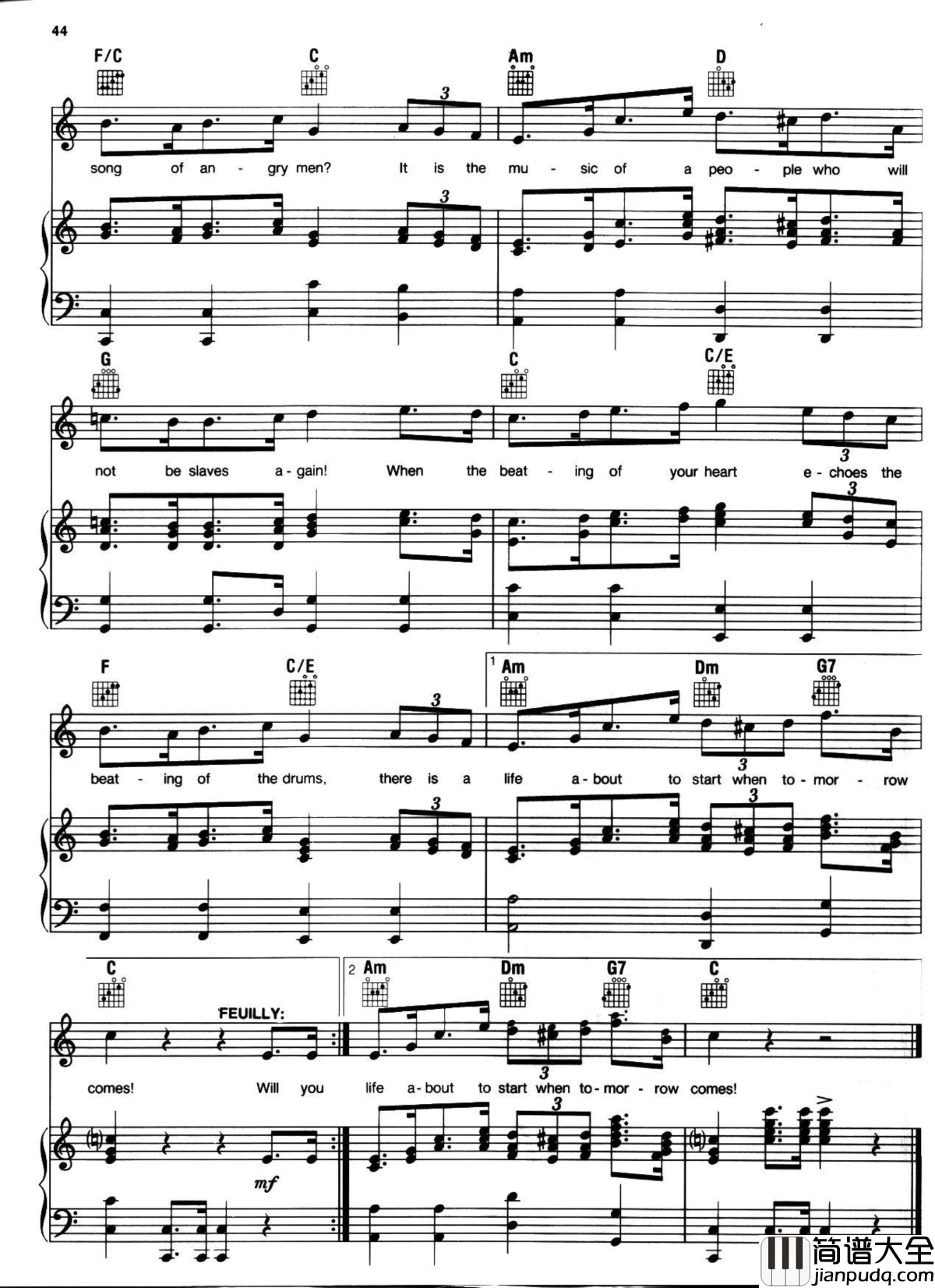 悲惨世界弹唱谱全集钢琴谱_Les_Miserables