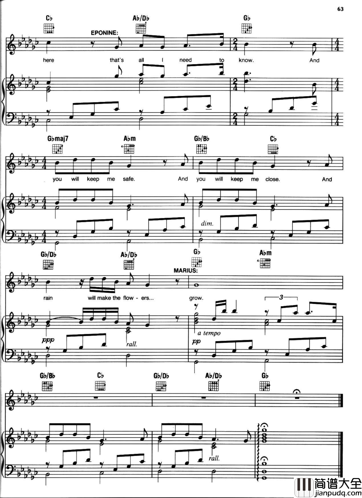 悲惨世界弹唱谱全集钢琴谱_Les_Miserables