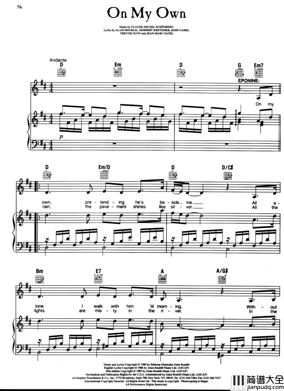 悲惨世界弹唱谱全集钢琴谱_Les_Miserables