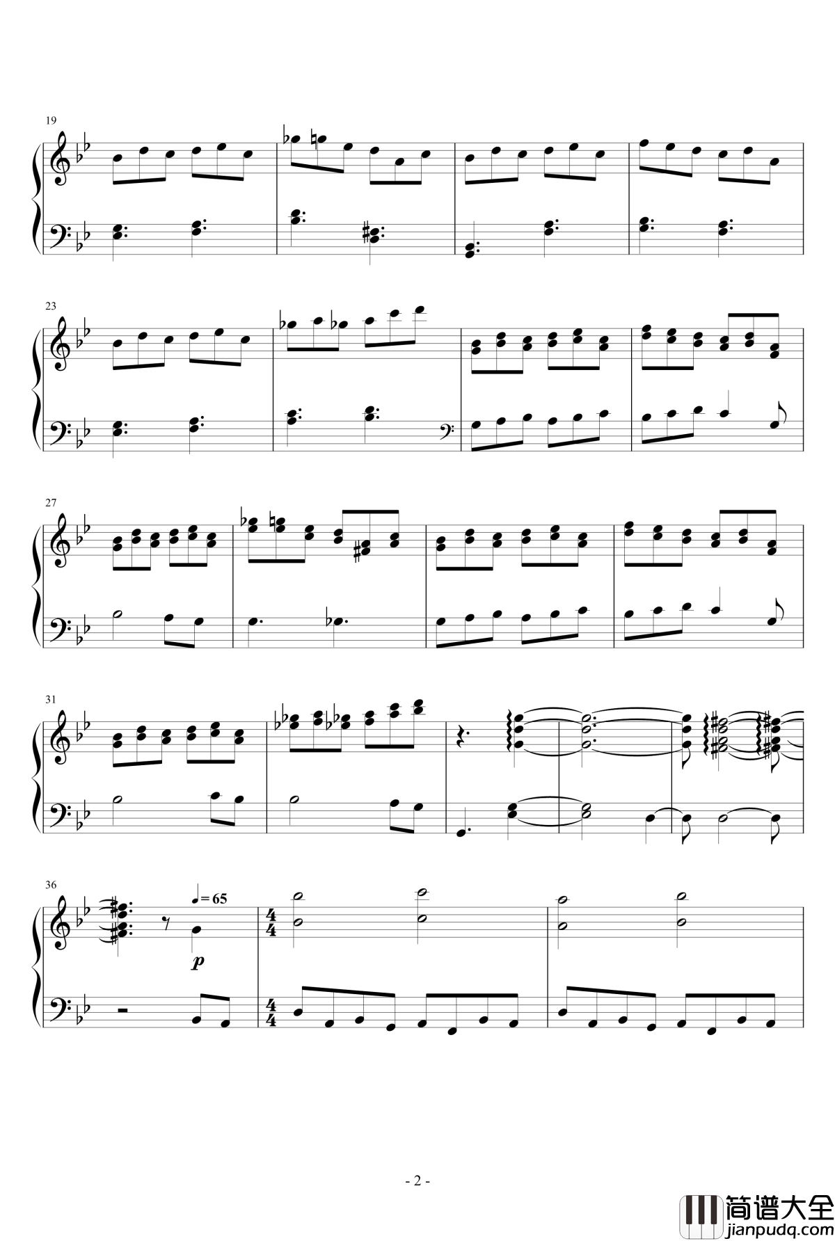 FF14_云雾街的夜雾_伊修加德下层夜间钢琴谱_1_最终幻想