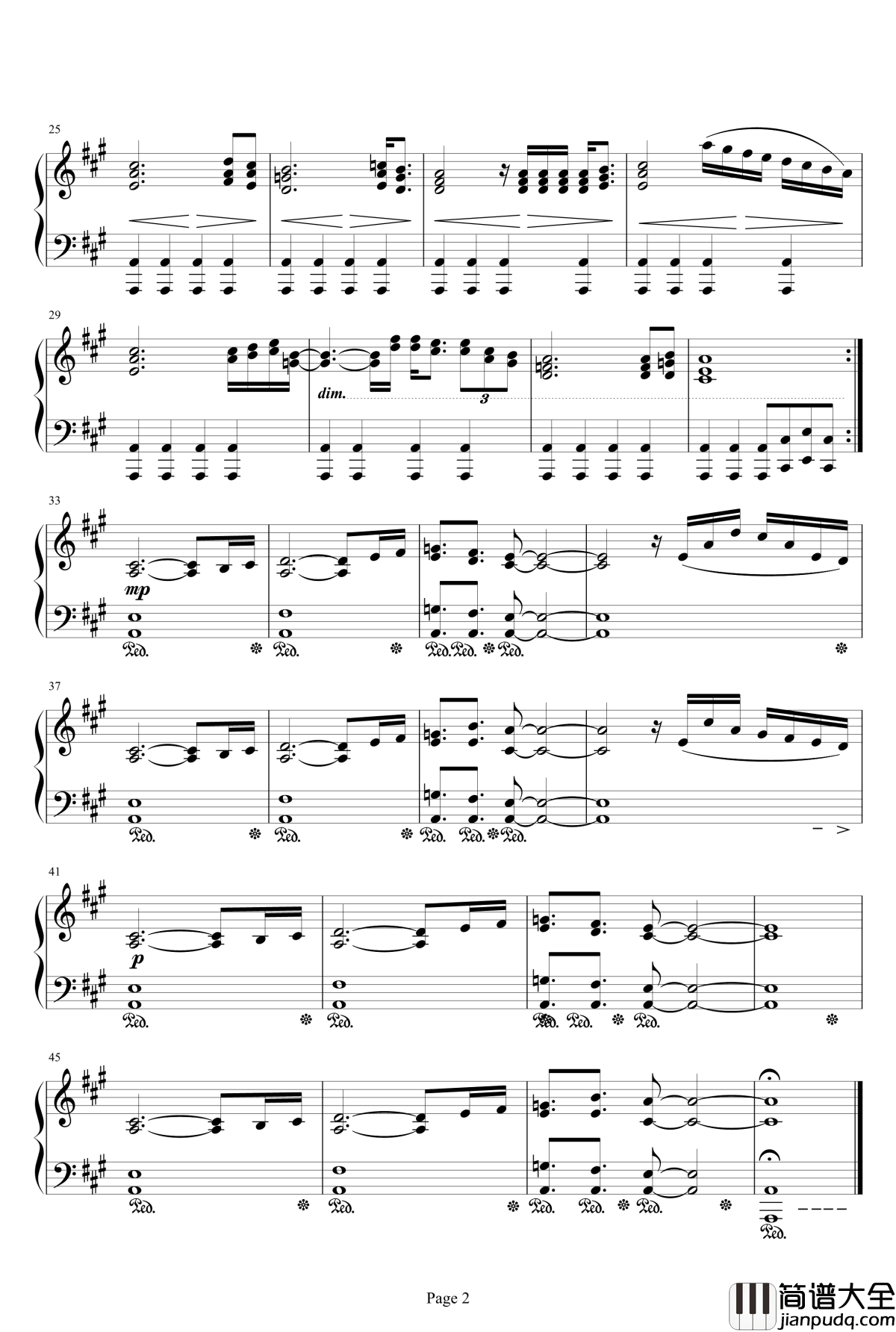 ナギ平原钢琴谱_最终幻想