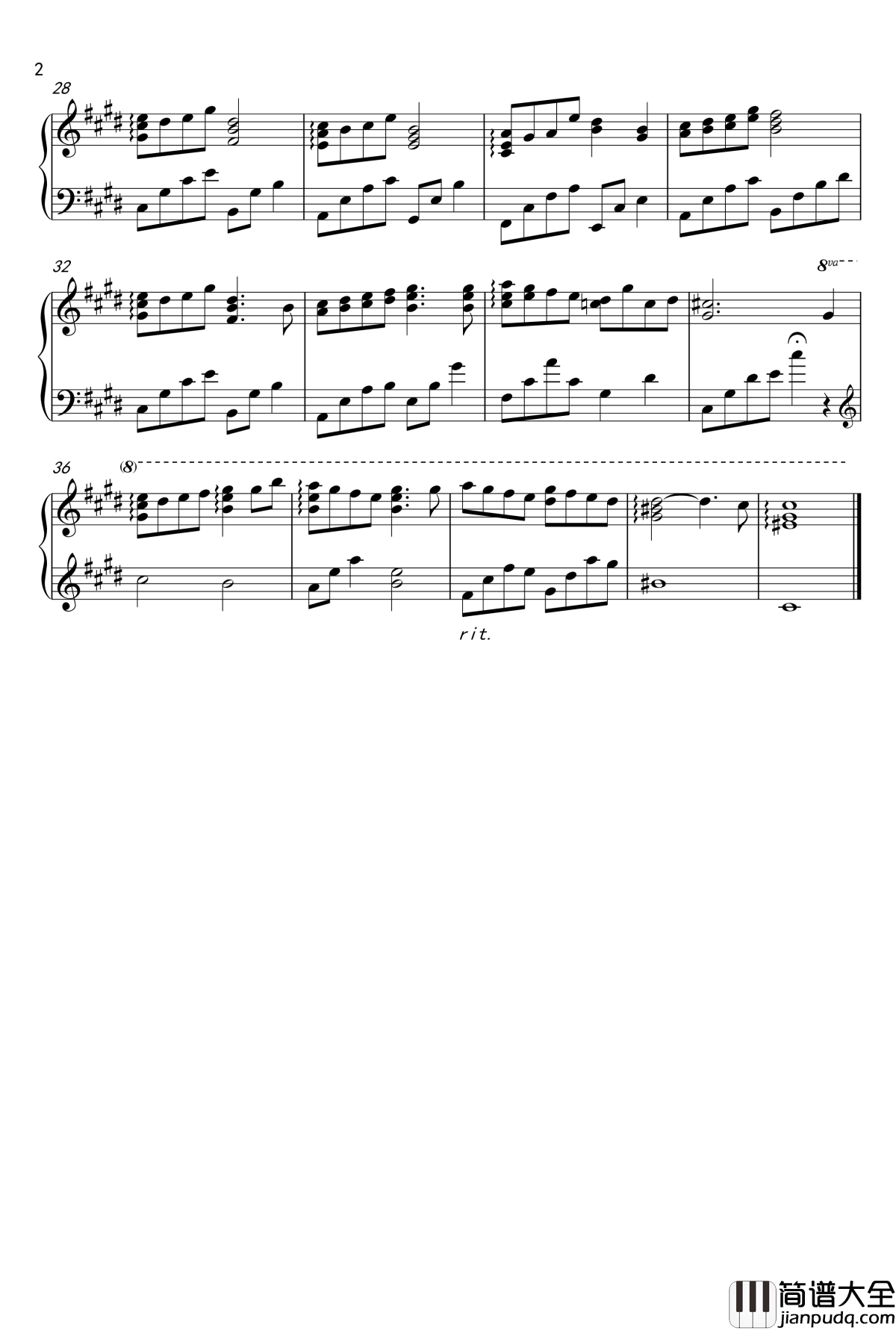 星之所在钢琴谱_英雄传说