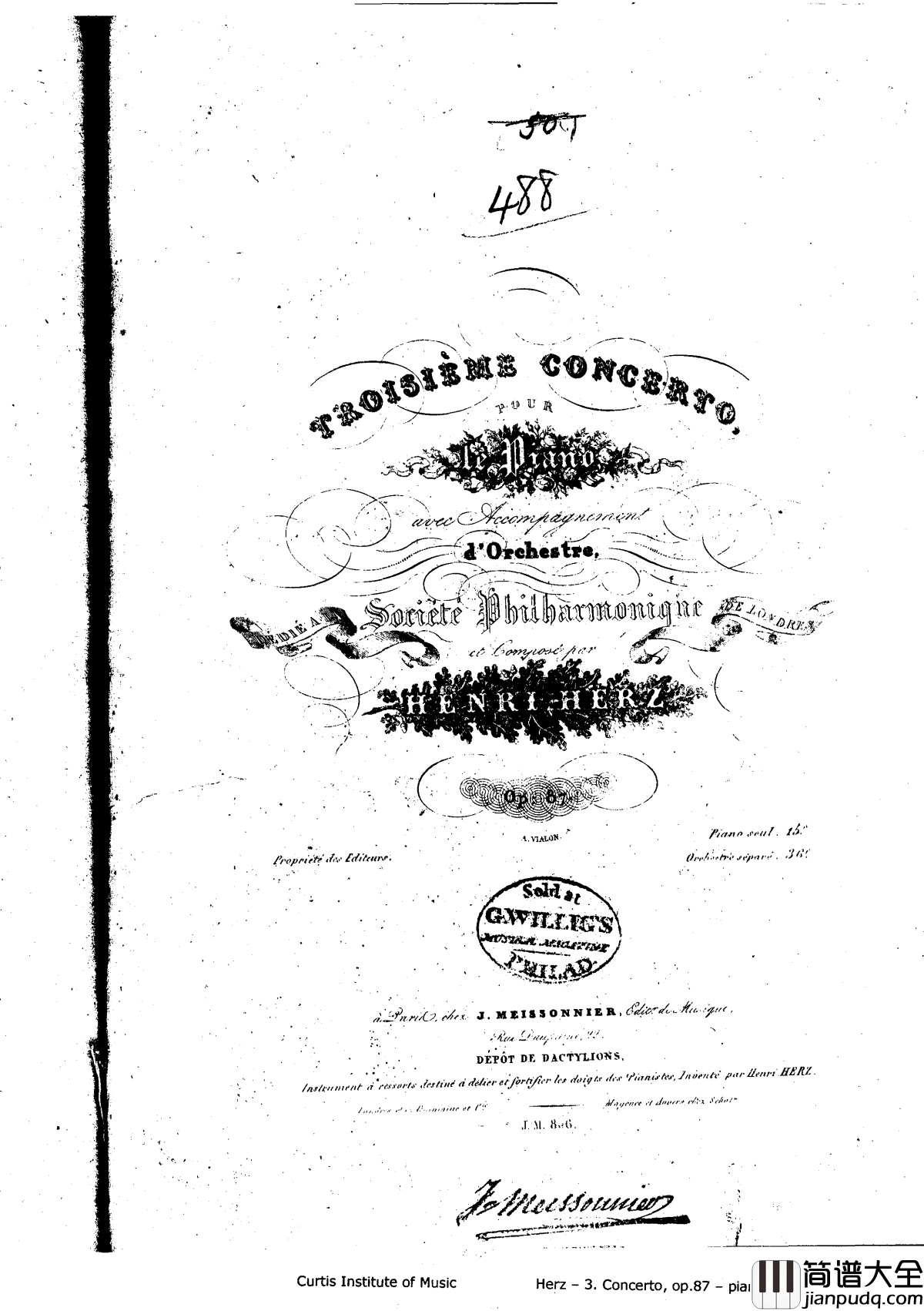 d小调第三钢琴协奏曲Op.87钢琴谱_赫尔兹