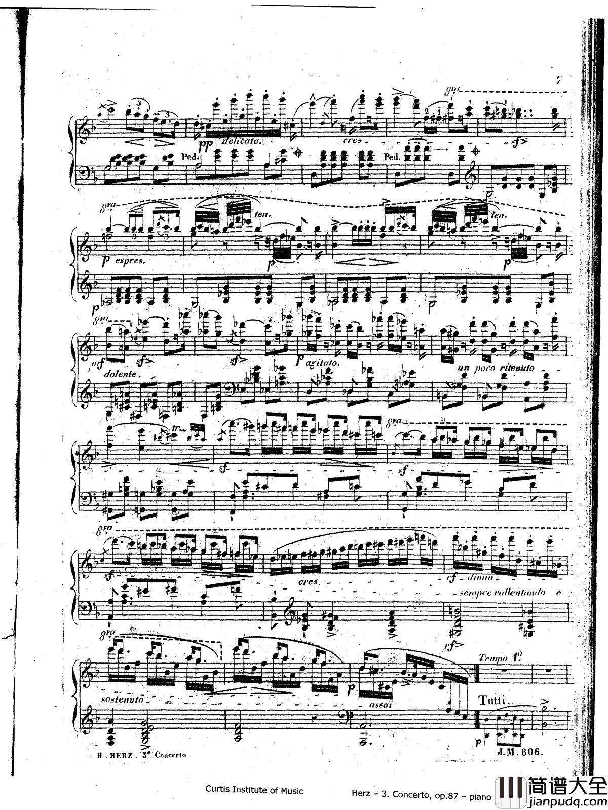 d小调第三钢琴协奏曲Op.87钢琴谱_赫尔兹