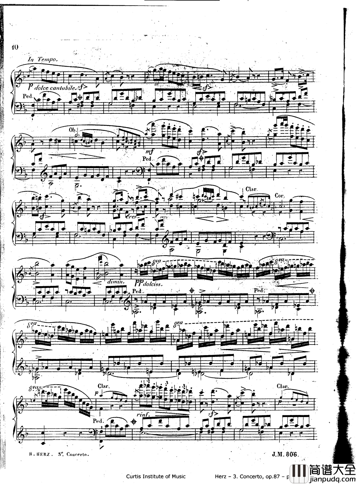 d小调第三钢琴协奏曲Op.87钢琴谱_赫尔兹