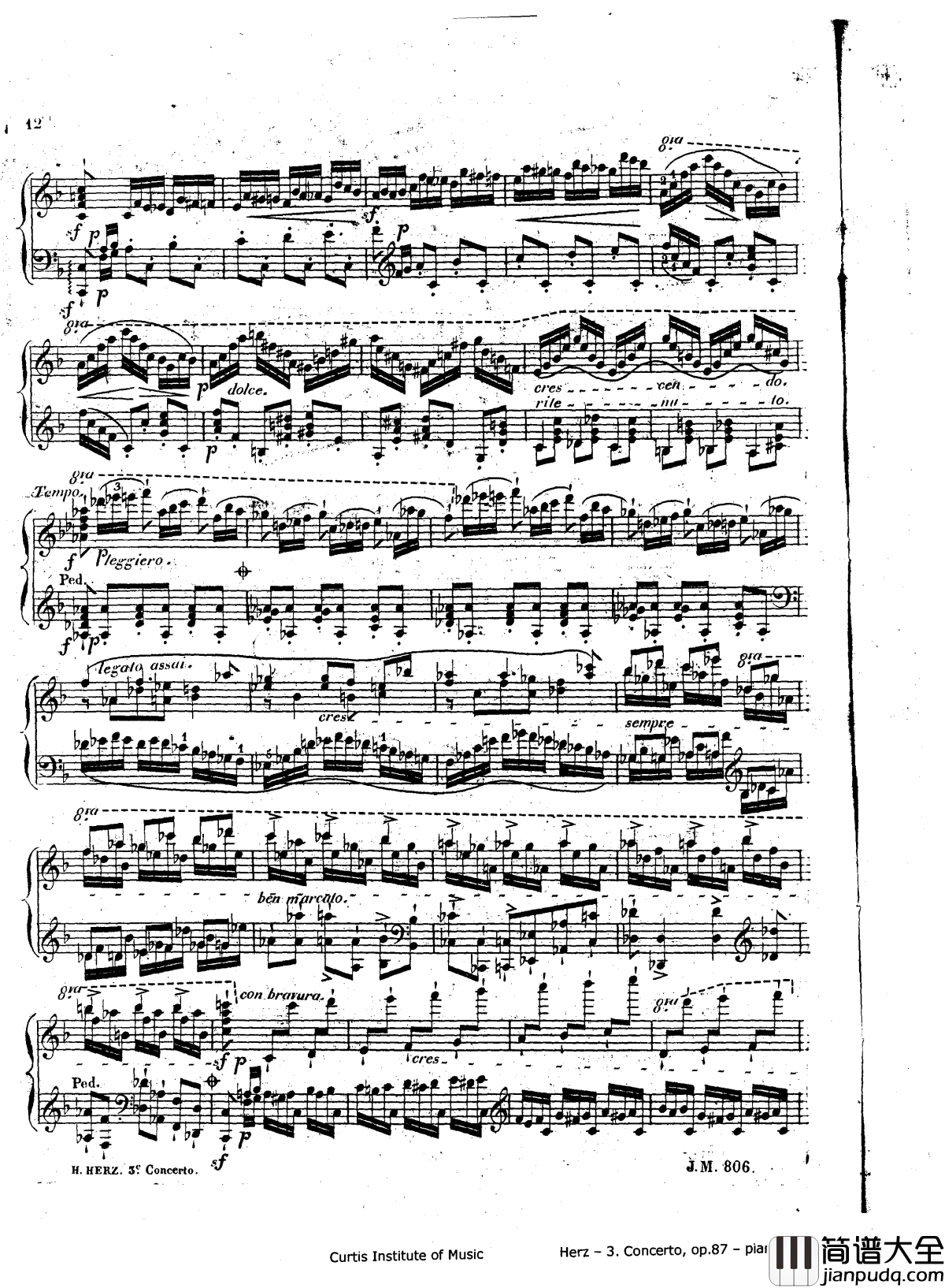 d小调第三钢琴协奏曲Op.87钢琴谱_赫尔兹