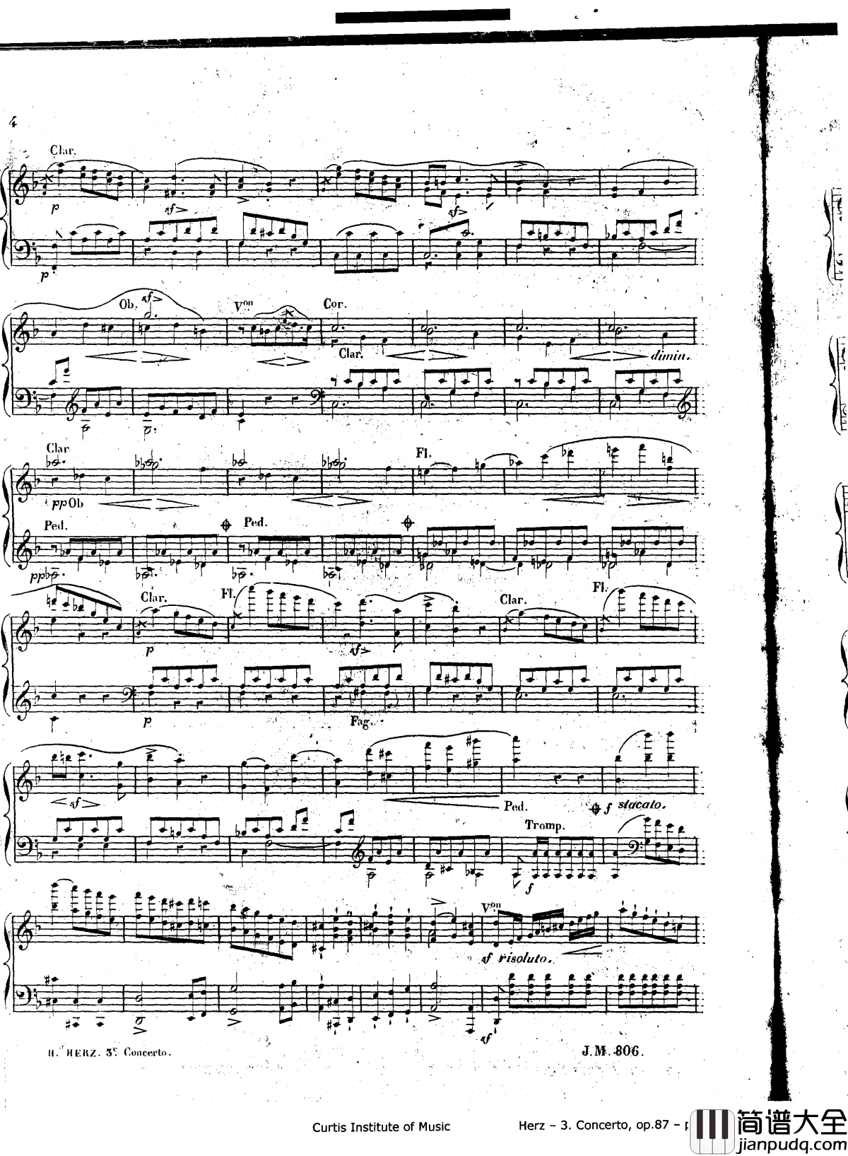d小调第三钢琴协奏曲Op.87钢琴谱_赫尔兹