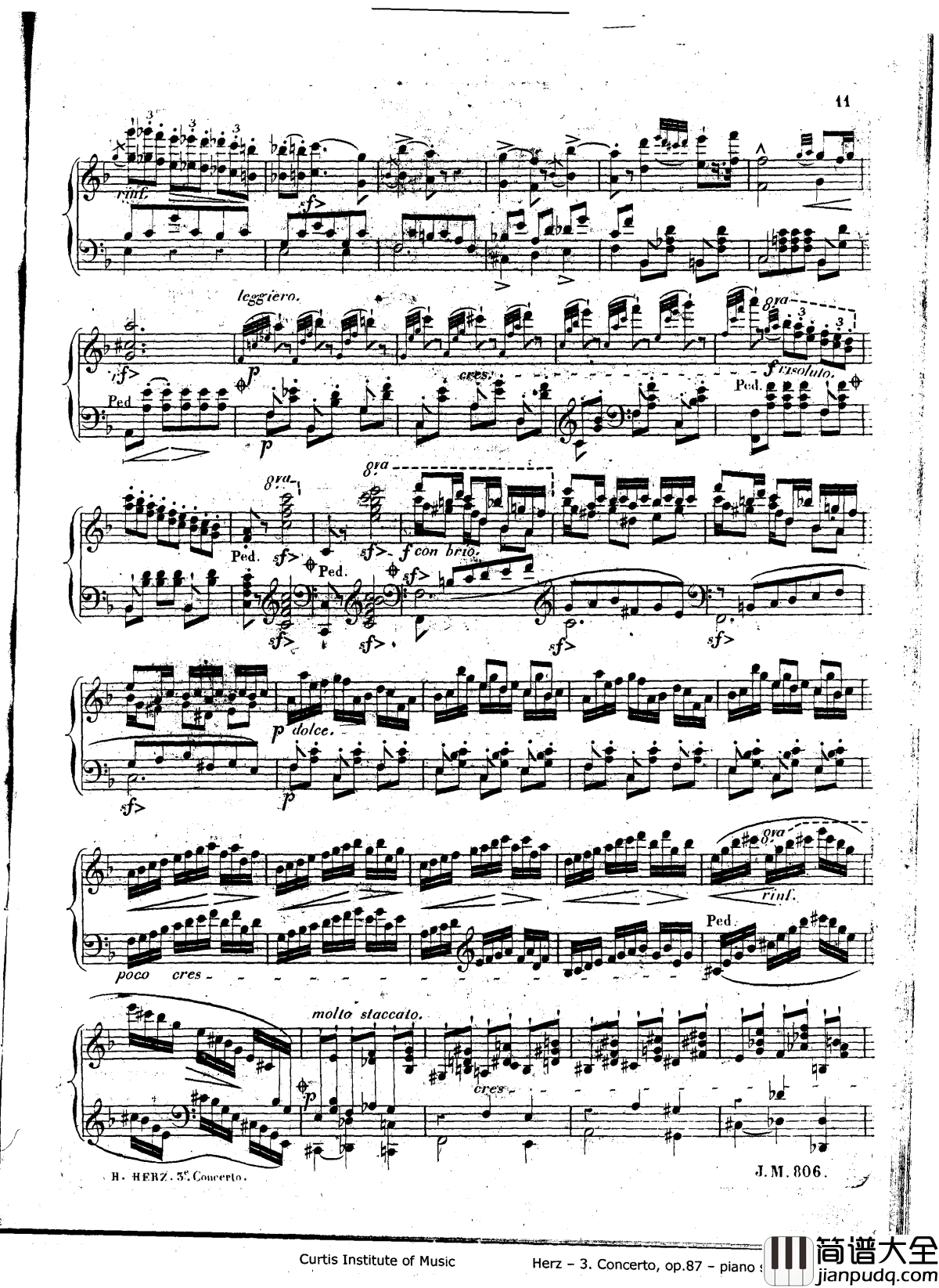 d小调第三钢琴协奏曲Op.87钢琴谱_赫尔兹