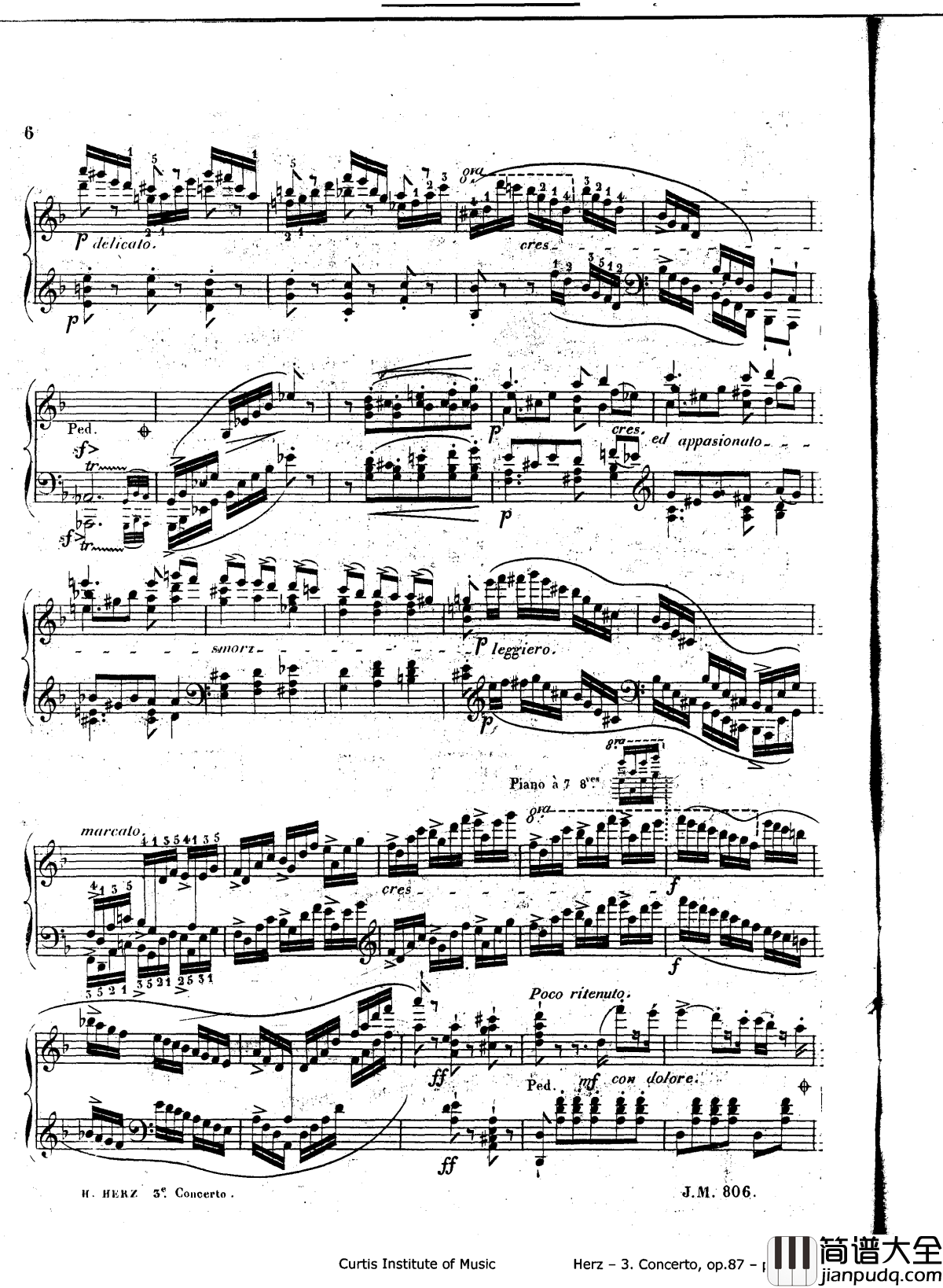 d小调第三钢琴协奏曲Op.87钢琴谱_赫尔兹