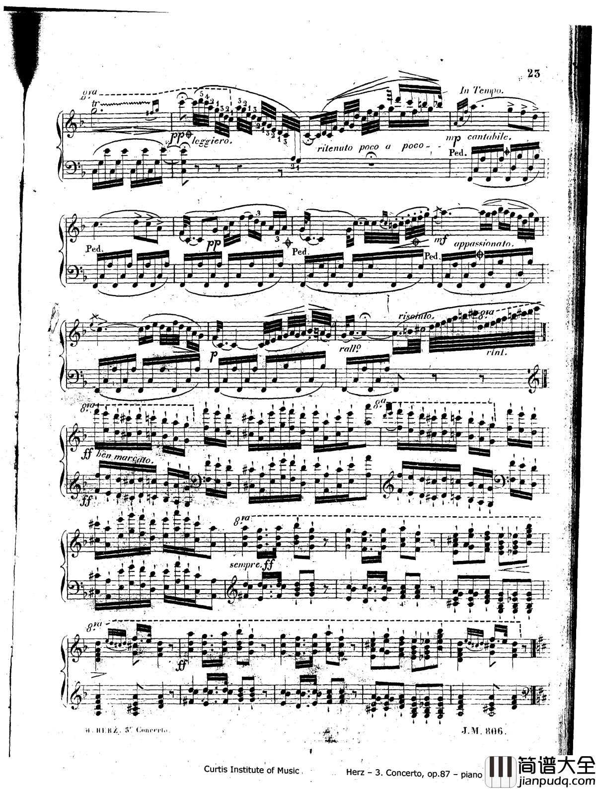 d小调第三钢琴协奏曲Op.87钢琴谱_赫尔兹
