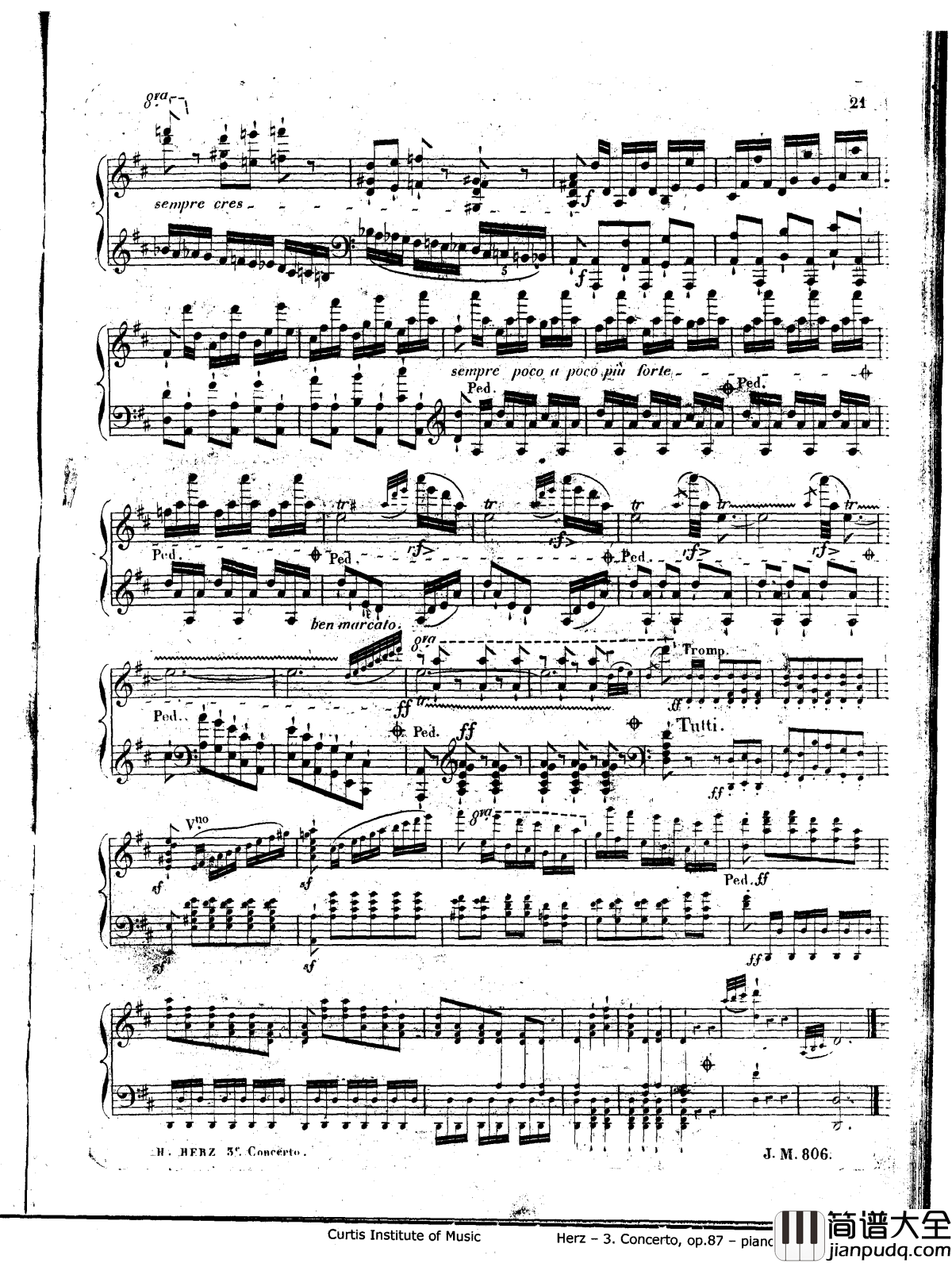 d小调第三钢琴协奏曲Op.87钢琴谱_赫尔兹