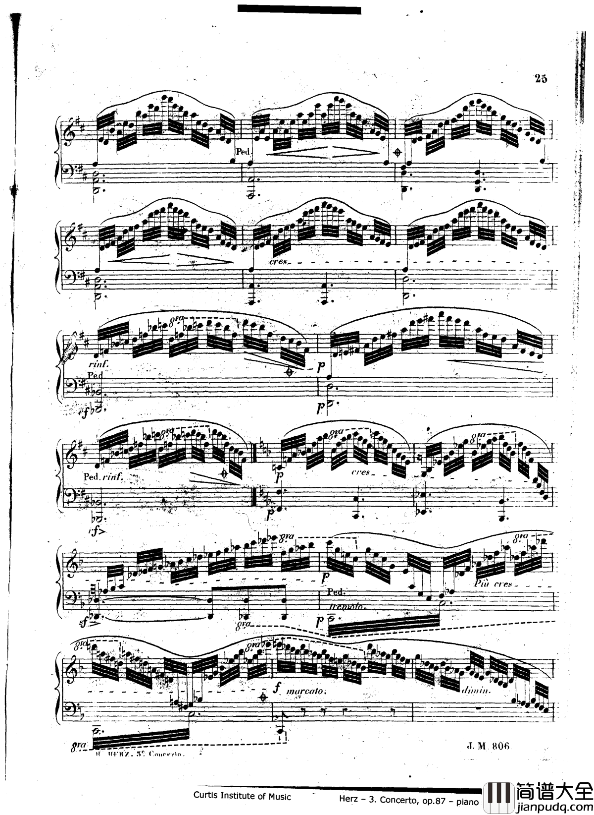 d小调第三钢琴协奏曲Op.87钢琴谱_赫尔兹