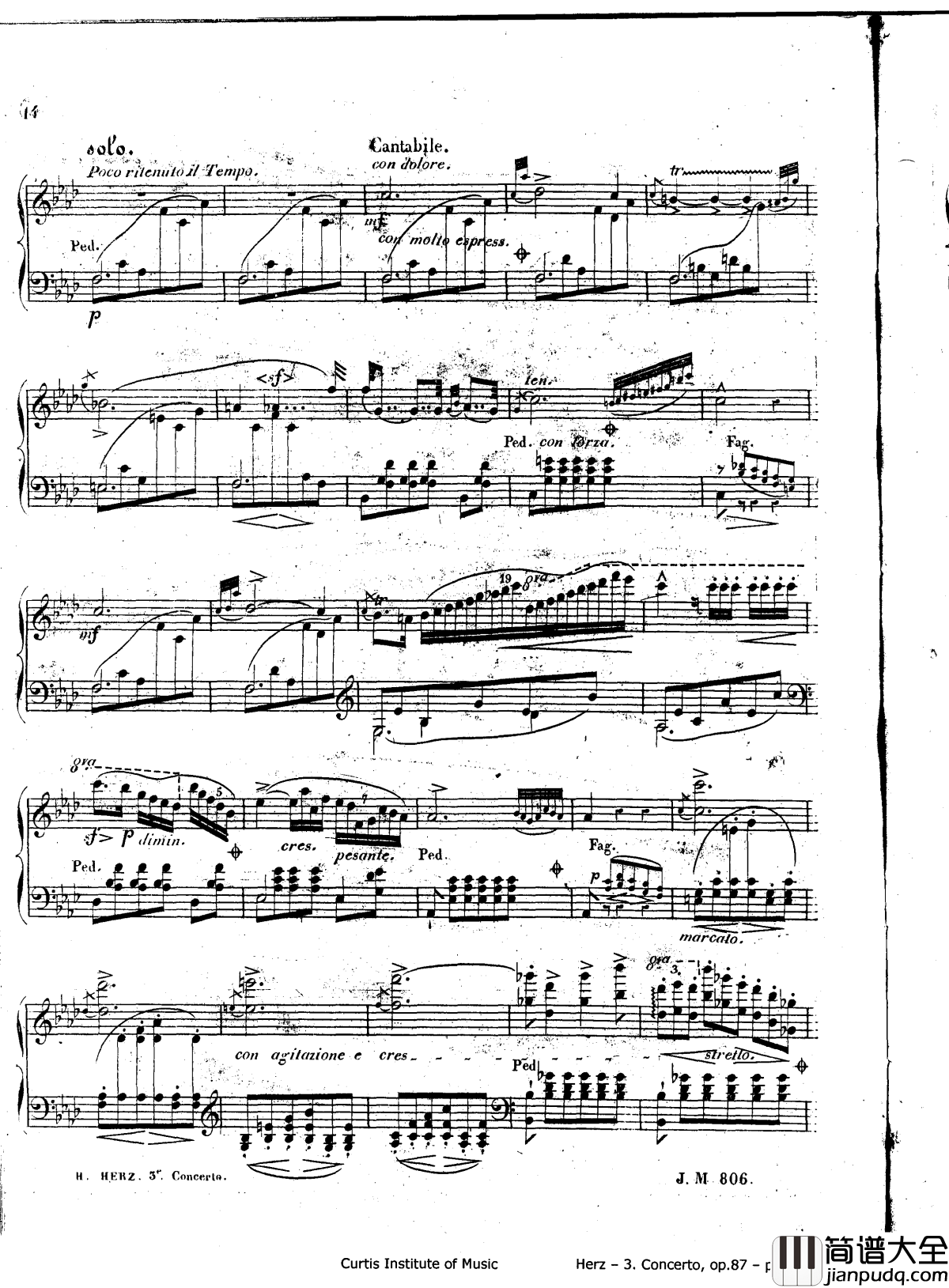 d小调第三钢琴协奏曲Op.87钢琴谱_赫尔兹