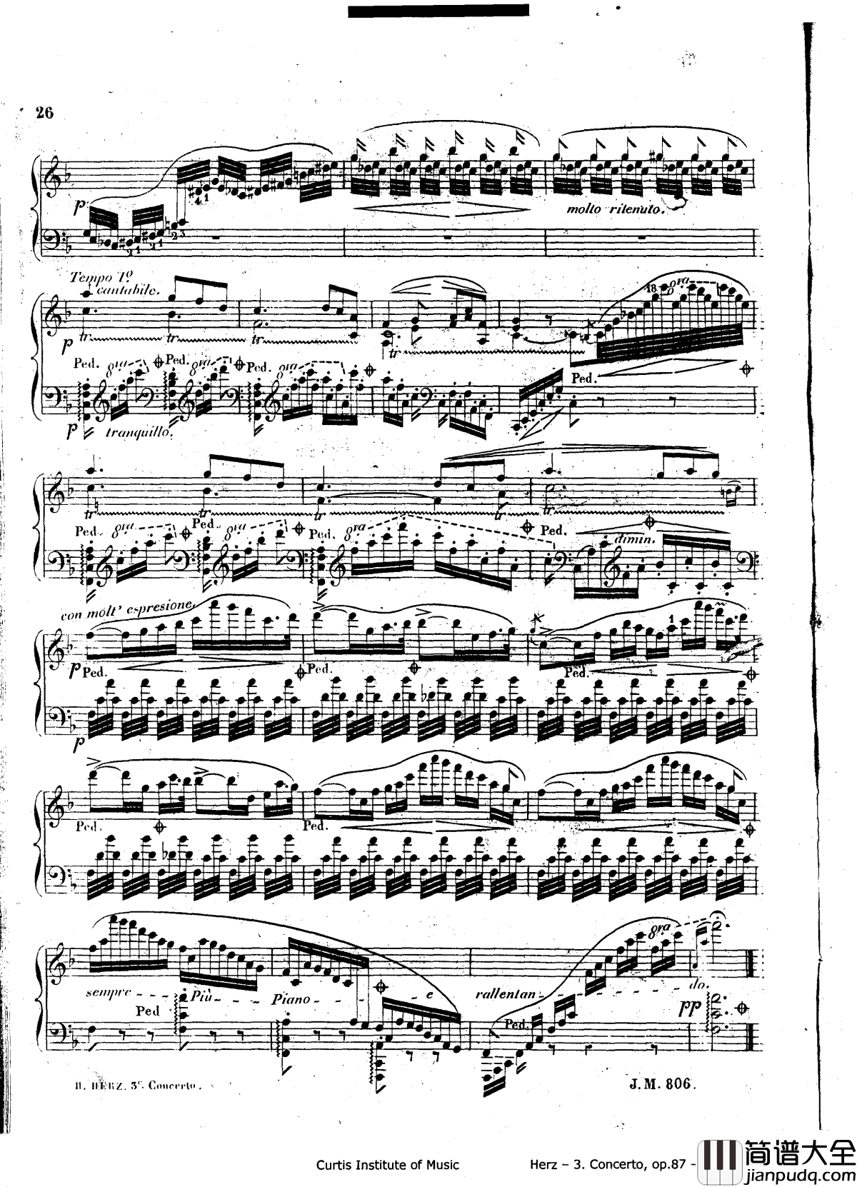 d小调第三钢琴协奏曲Op.87钢琴谱_赫尔兹