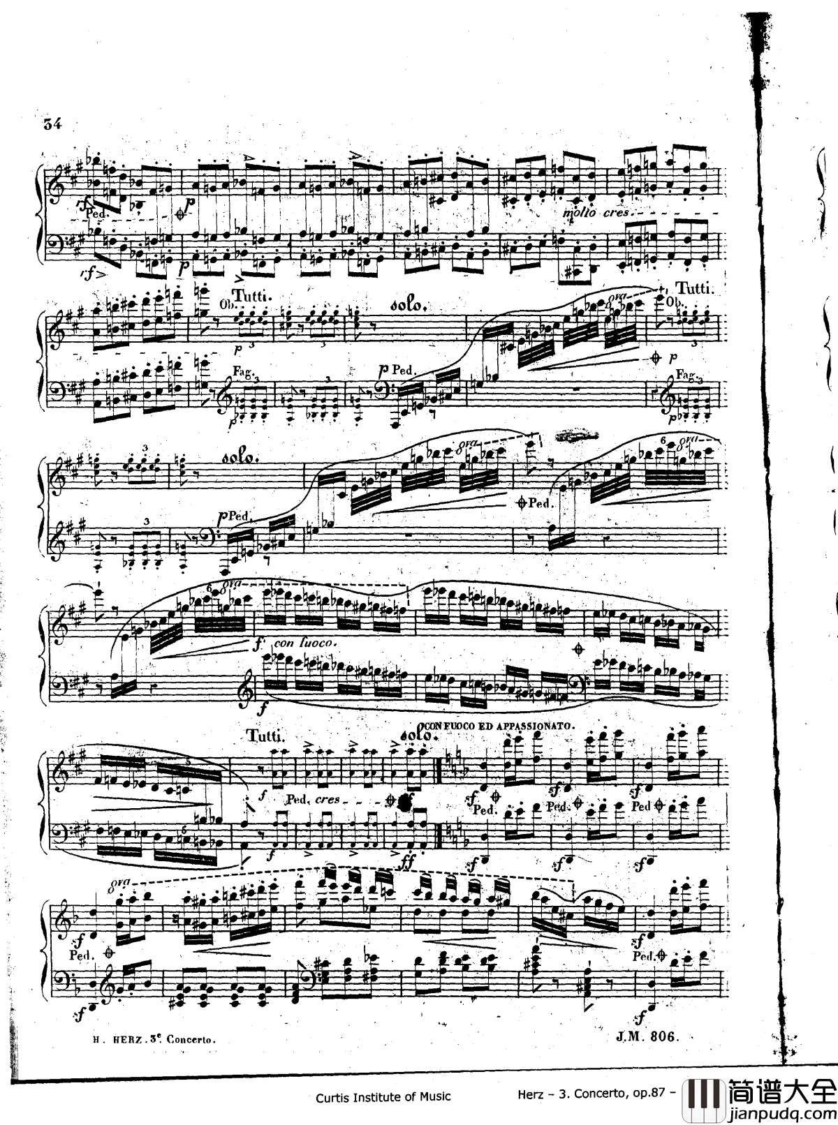 d小调第三钢琴协奏曲Op.87钢琴谱_赫尔兹