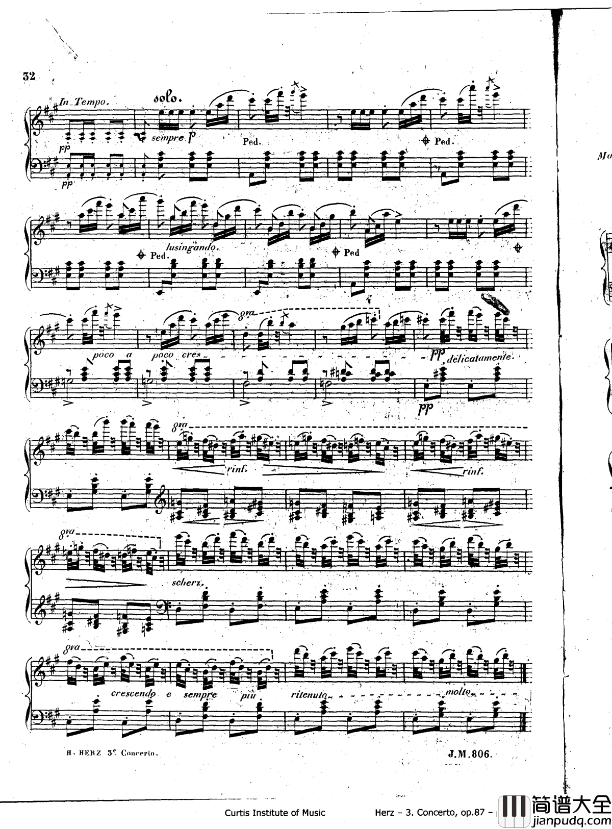 d小调第三钢琴协奏曲Op.87钢琴谱_赫尔兹