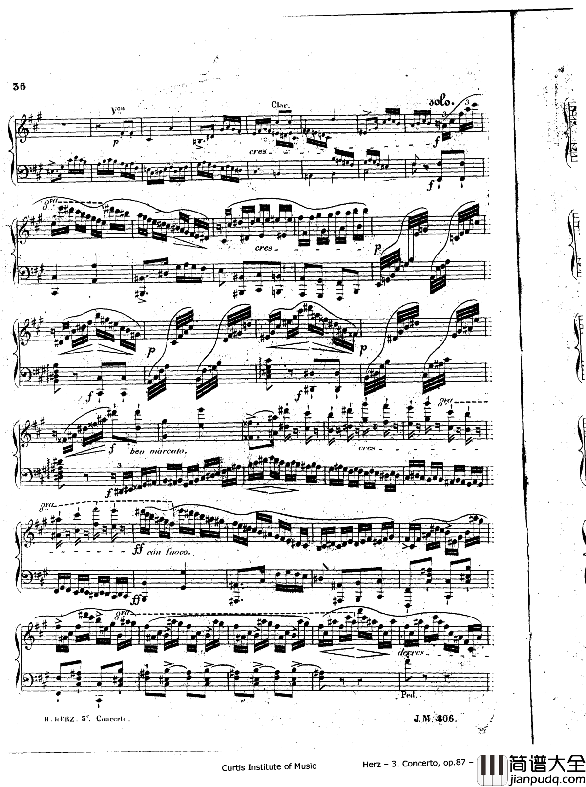 d小调第三钢琴协奏曲Op.87钢琴谱_赫尔兹