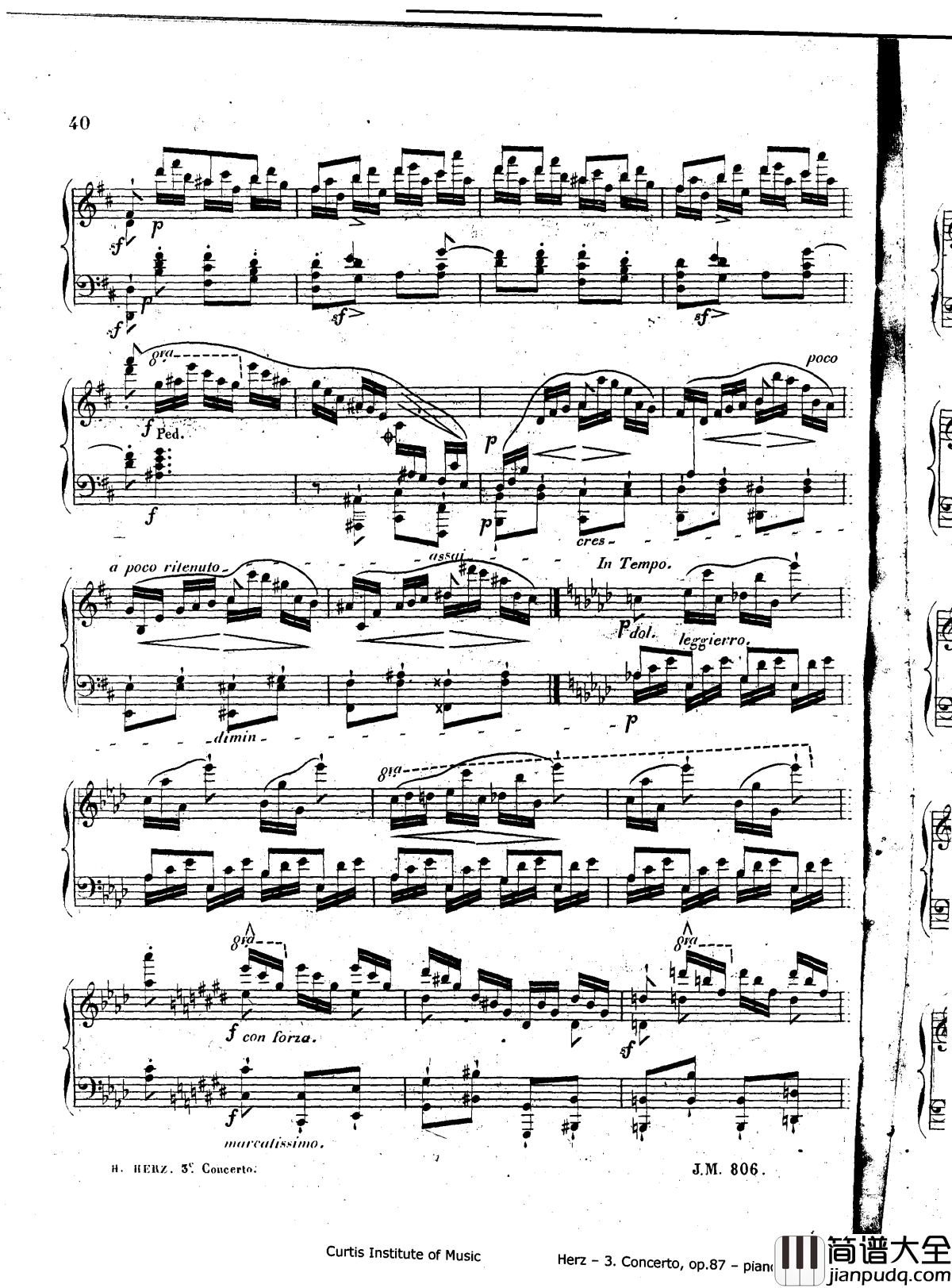 d小调第三钢琴协奏曲Op.87钢琴谱_赫尔兹