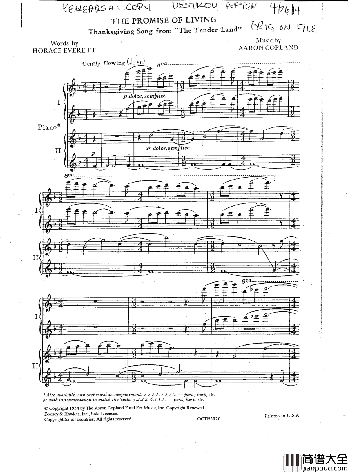 The_promise_of_living钢琴谱_Aaron_Copland