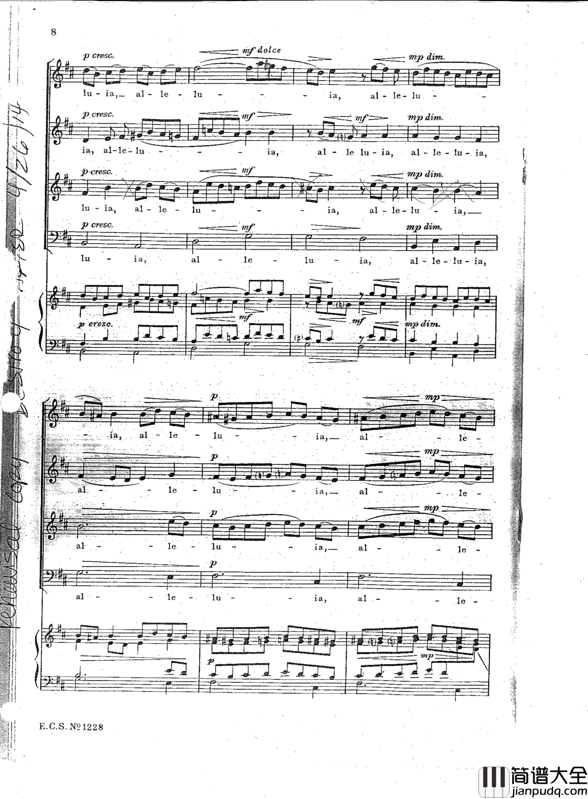 Alleluia钢琴谱_Randall_Thompson