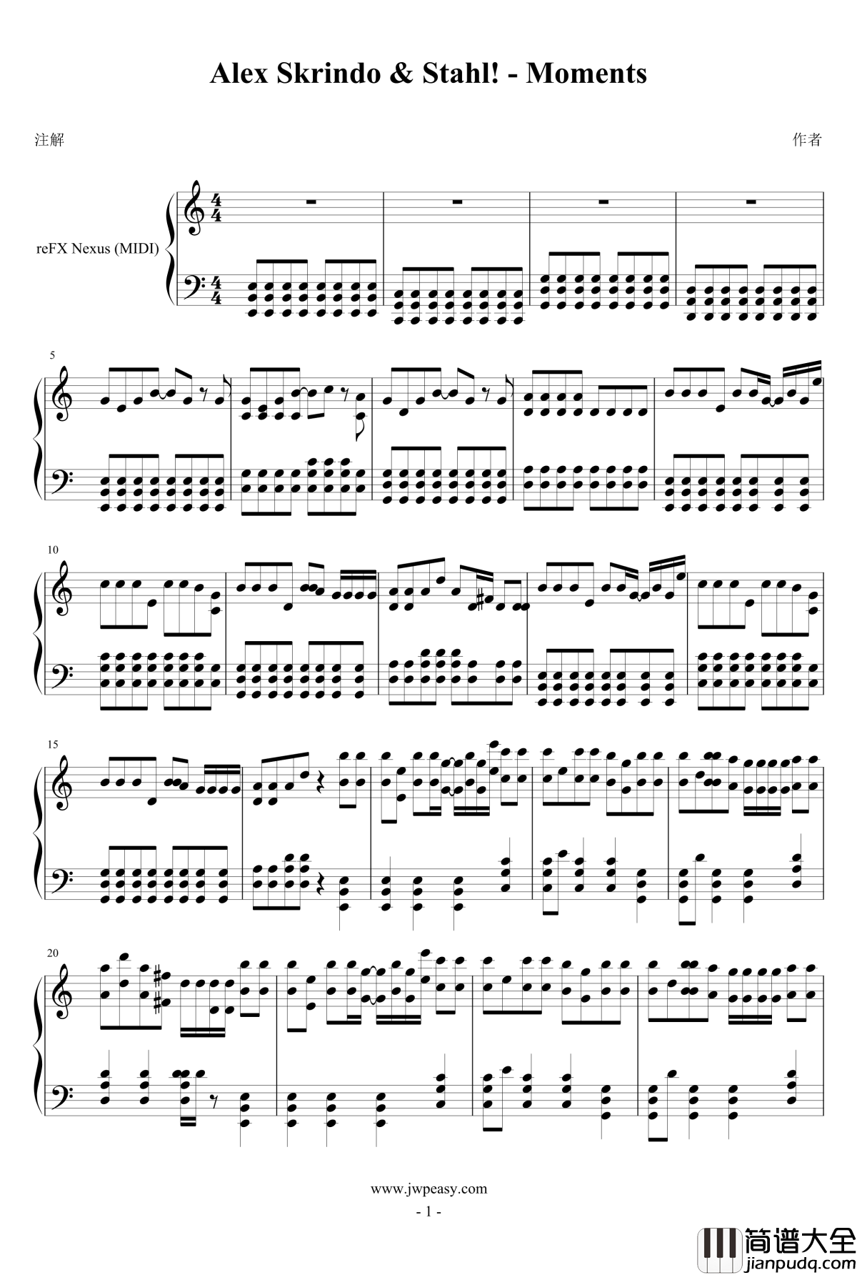Moment_Alex钢琴谱_钢琴版_Alex_Skrindo