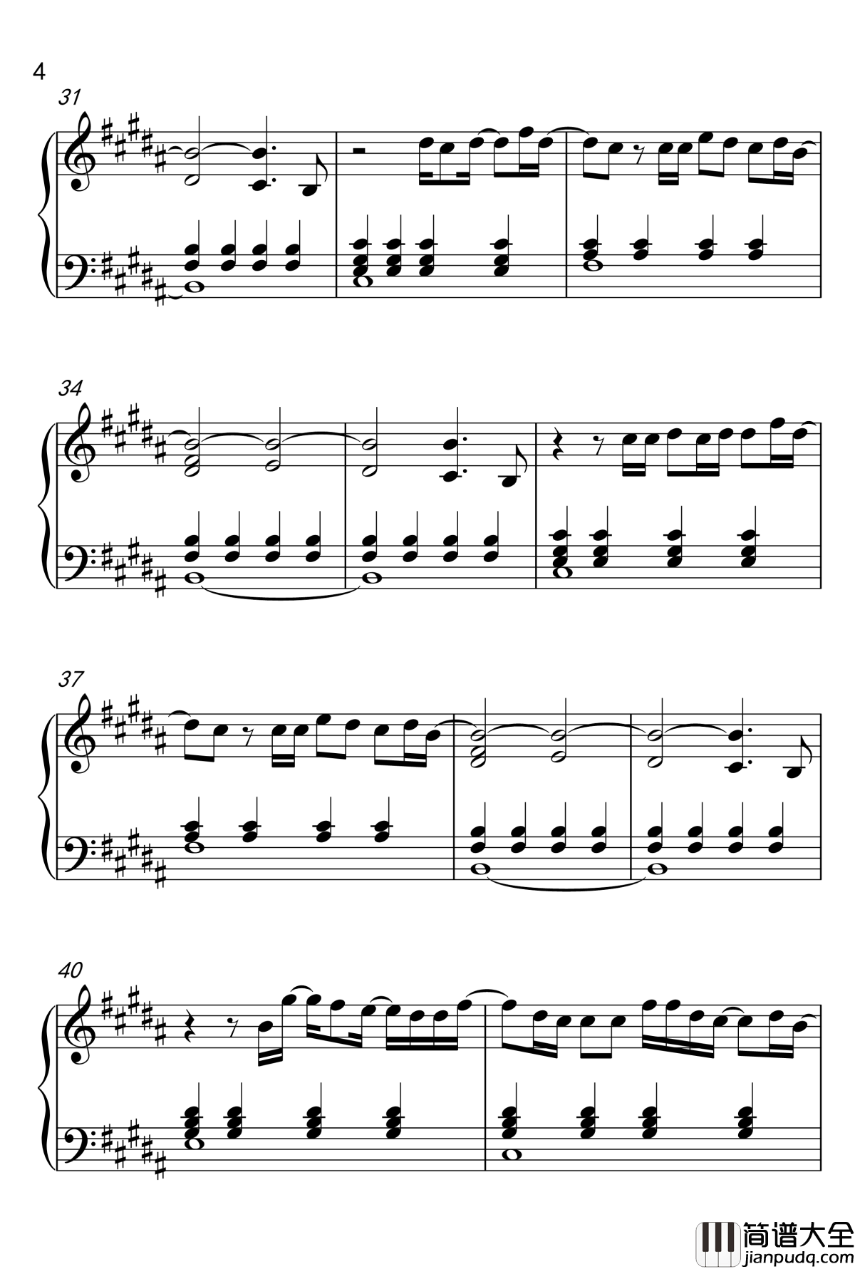 November_Rain_钢琴谱_枪炮玫瑰乐队