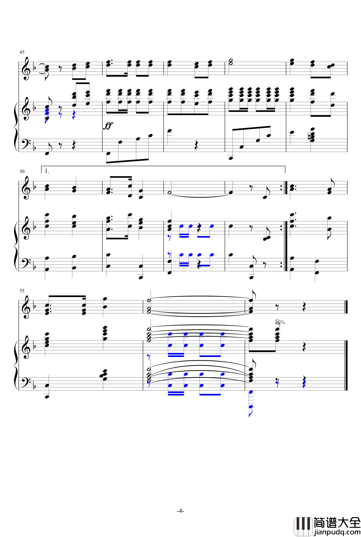 革命青年进行曲钢琴谱_中国名曲