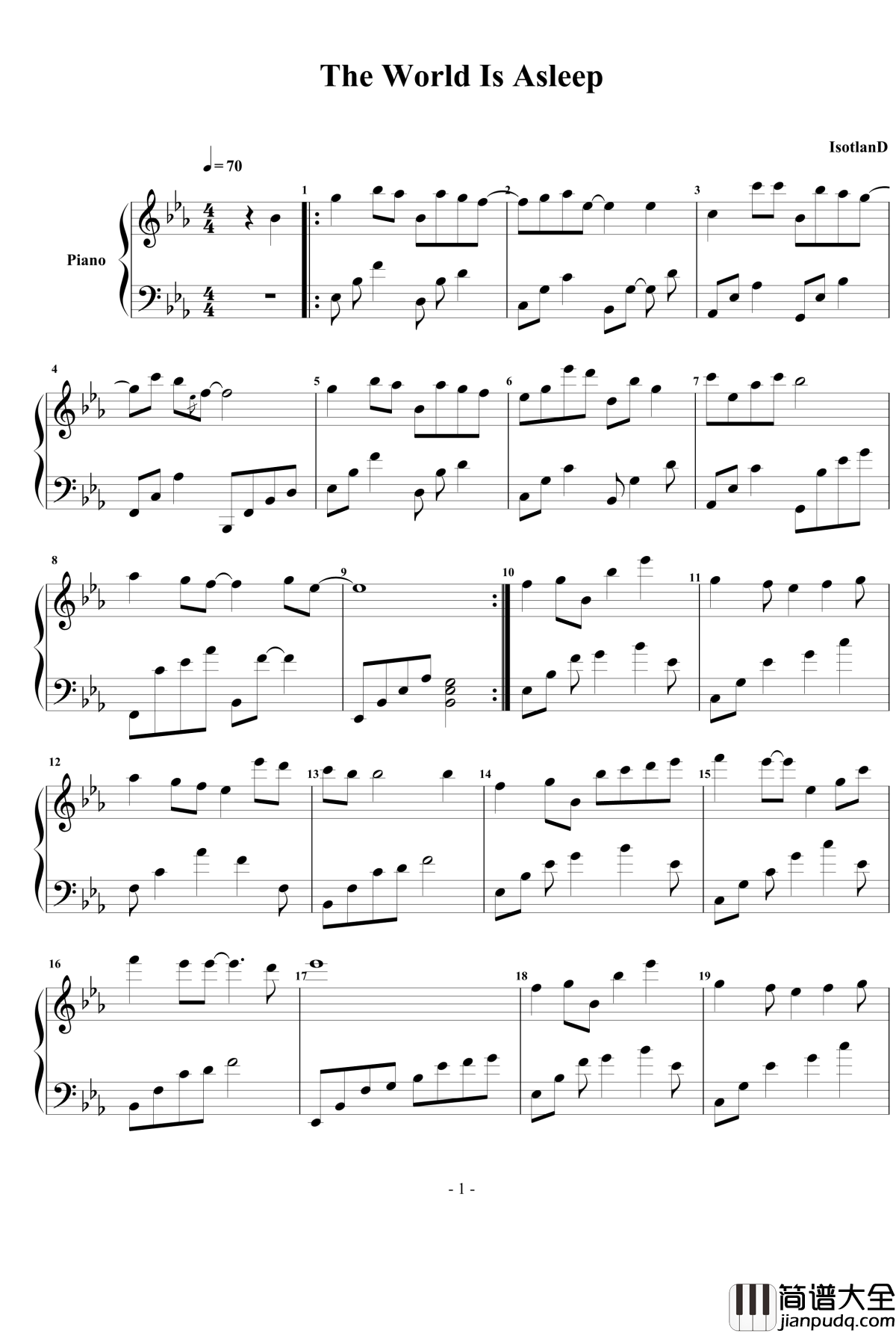 The_World_Is_Asleep钢琴谱_15973097245