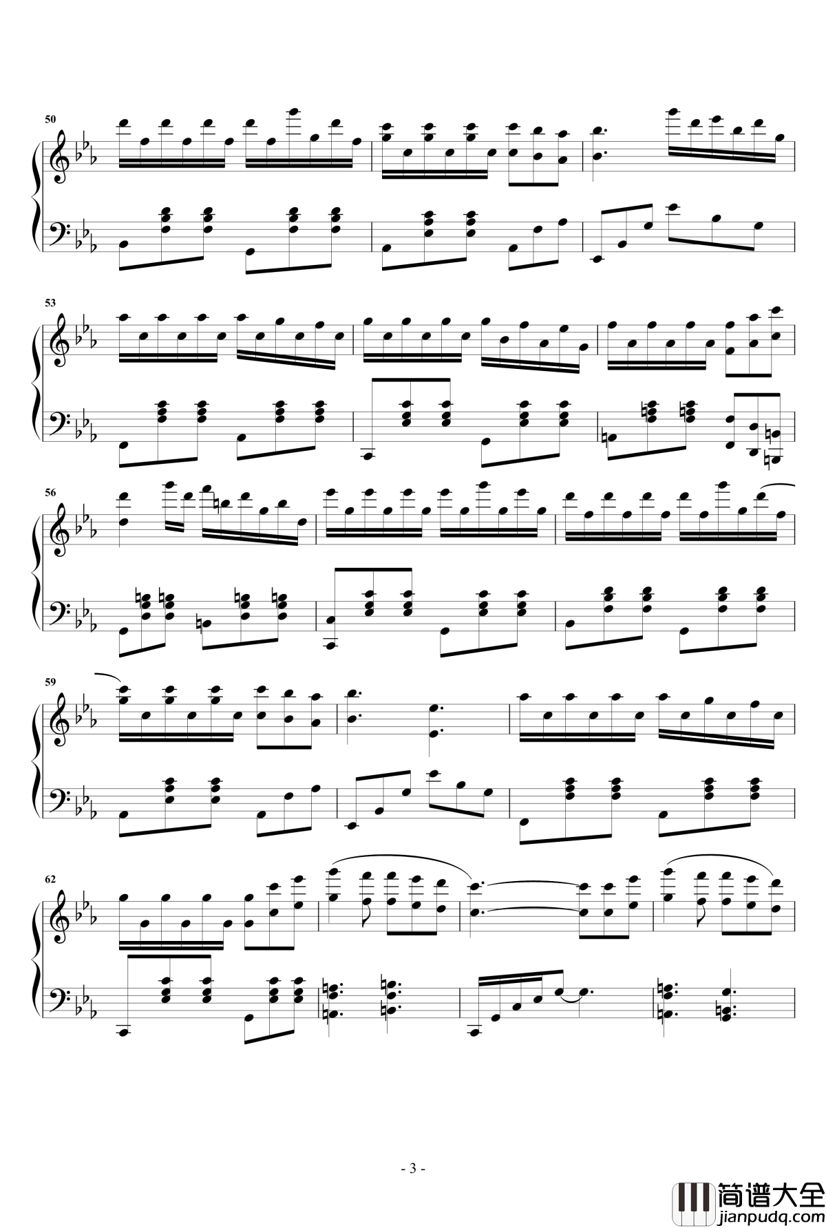 三生三世钢琴谱_张杰