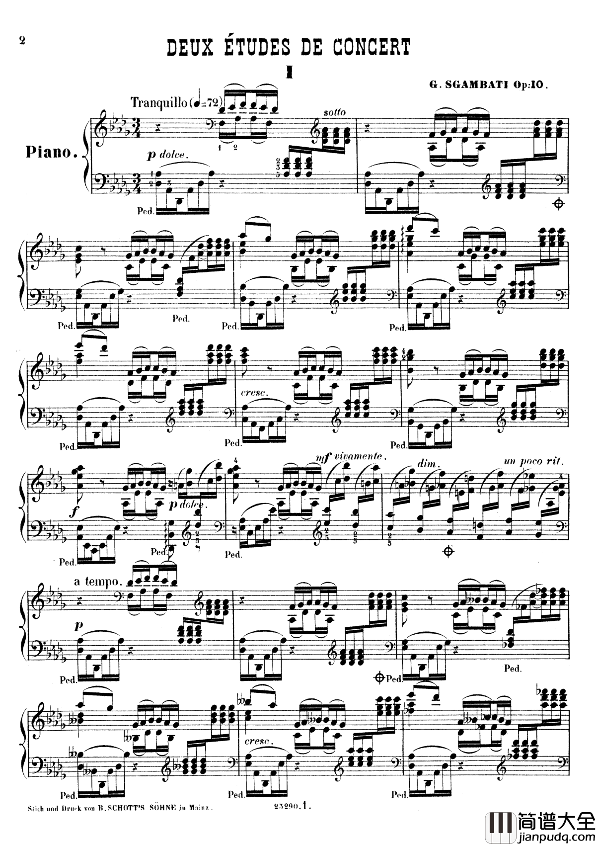 G大调夜曲Op.20No.2钢琴谱_斯甘巴蒂
