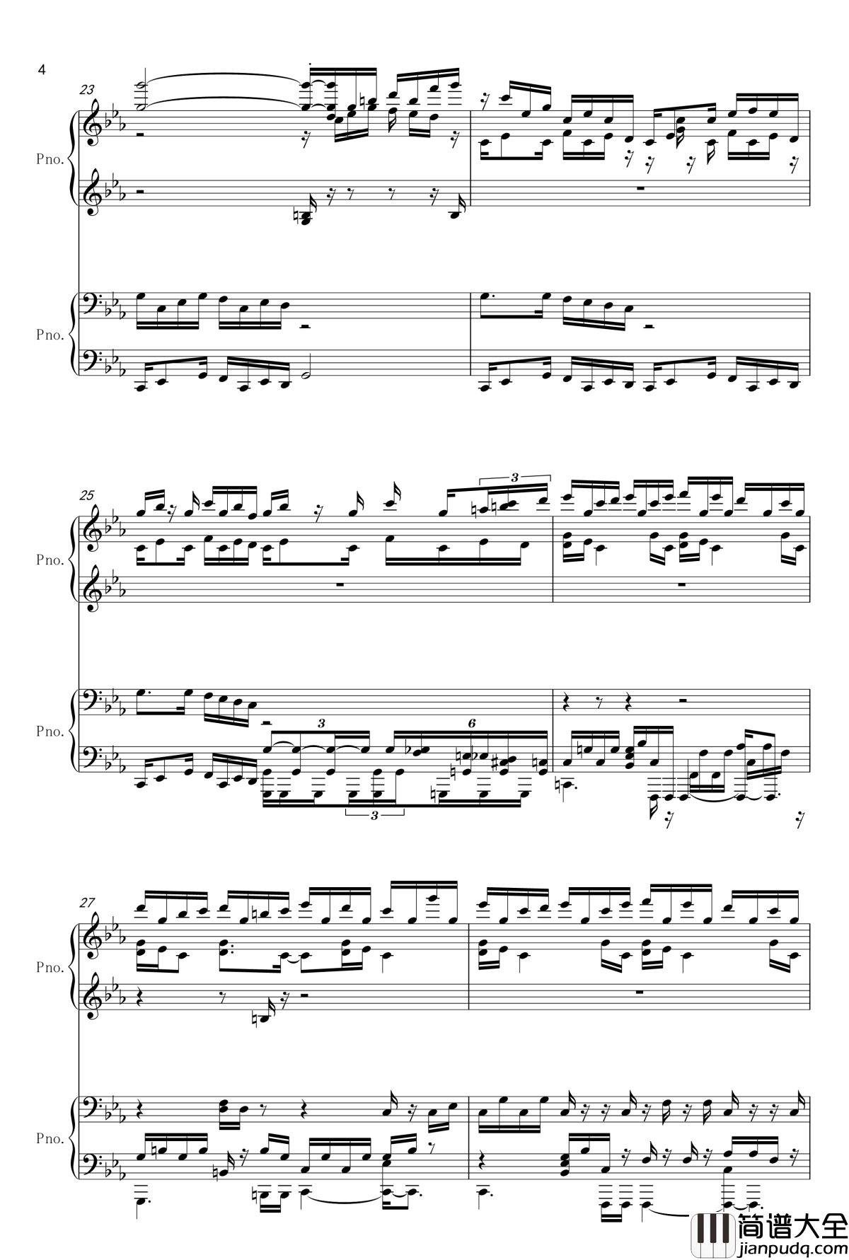 克罗地亚狂想曲_四手联弹钢琴谱_单钢琴_马克西姆_Maksim·Mrvica