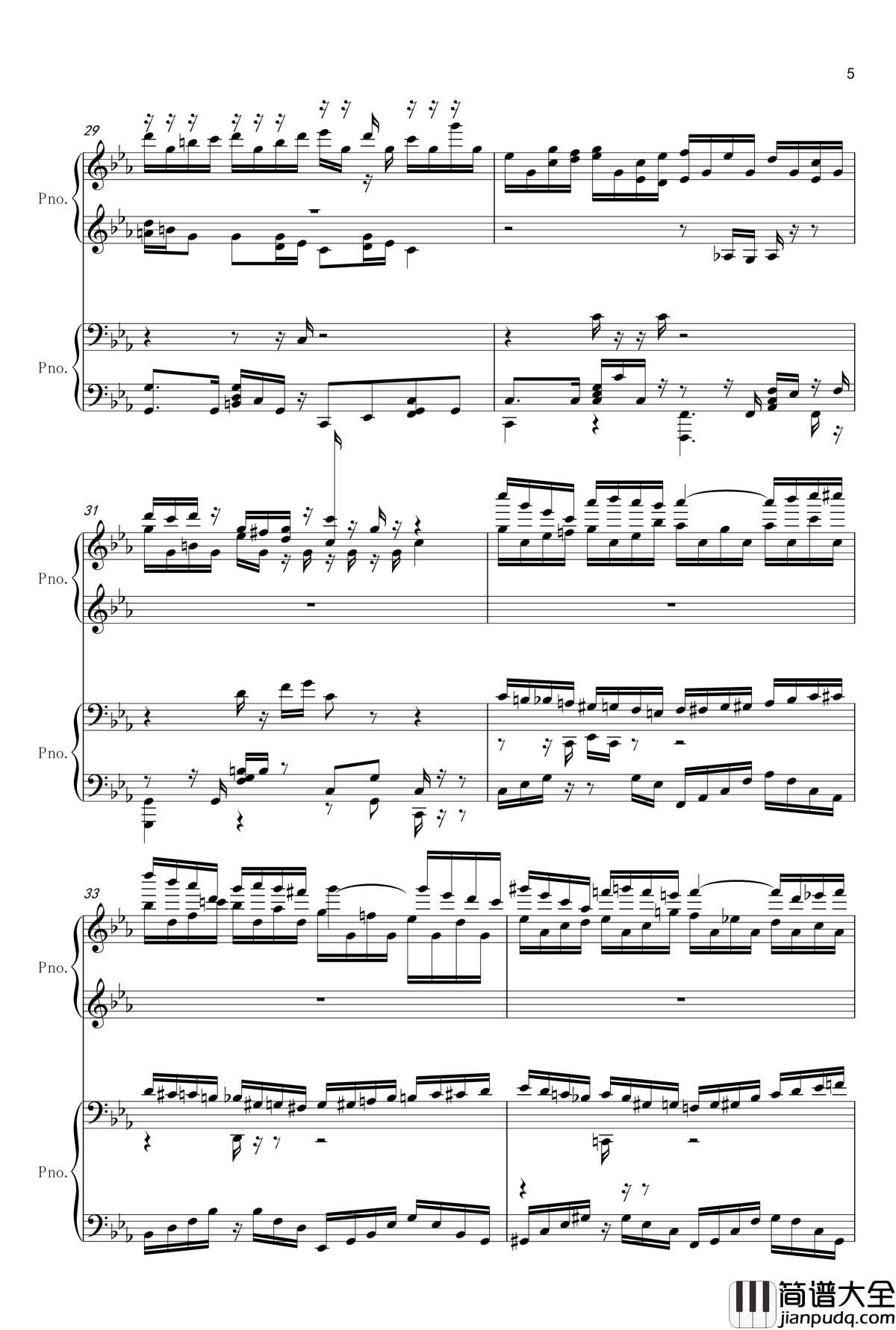 克罗地亚狂想曲_四手联弹钢琴谱_单钢琴_马克西姆_Maksim·Mrvica