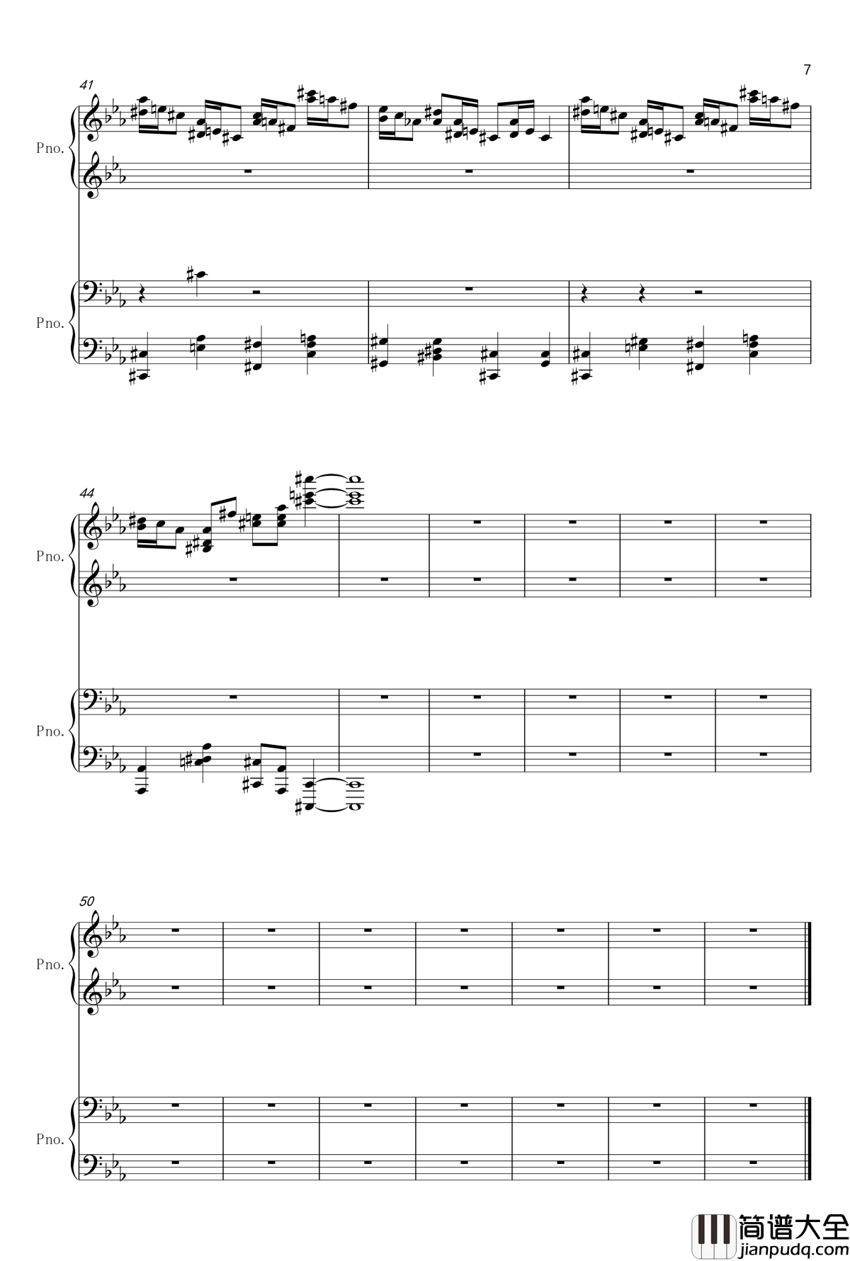 克罗地亚狂想曲_四手联弹钢琴谱_单钢琴_马克西姆_Maksim·Mrvica