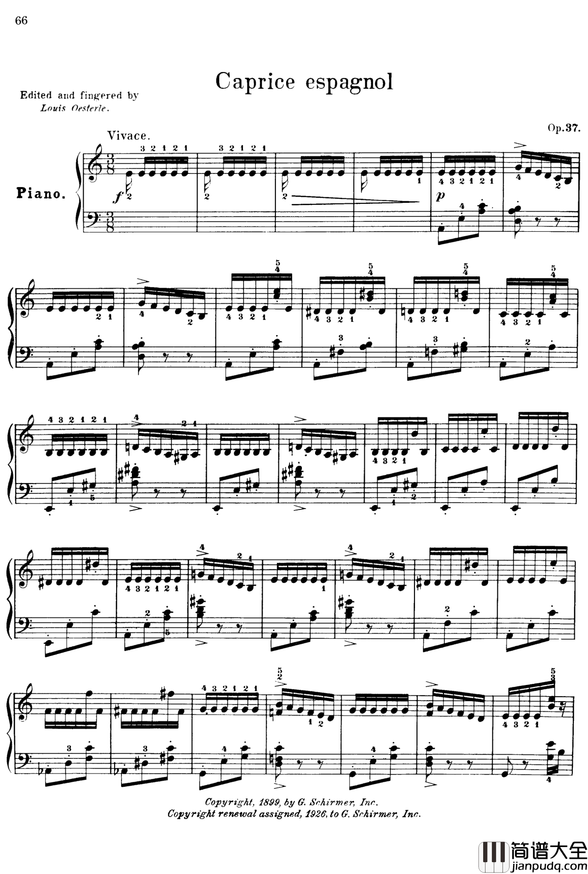 西班牙随想曲_Op.37钢琴谱_莫什科夫斯基_Moszkowski