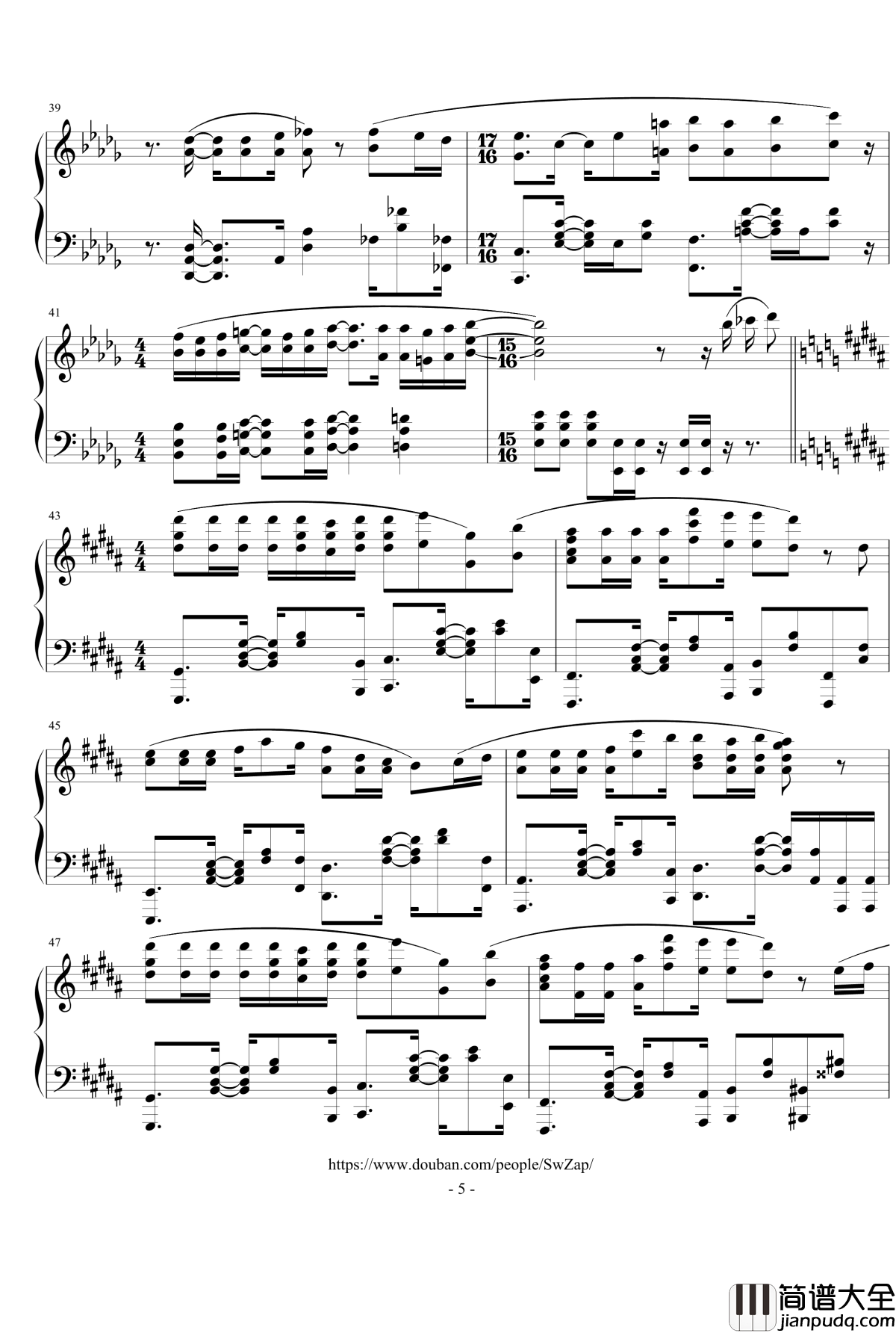 アンチクロックワイズ钢琴谱_After_the_Rain_逆时针_时钟机关之星ED