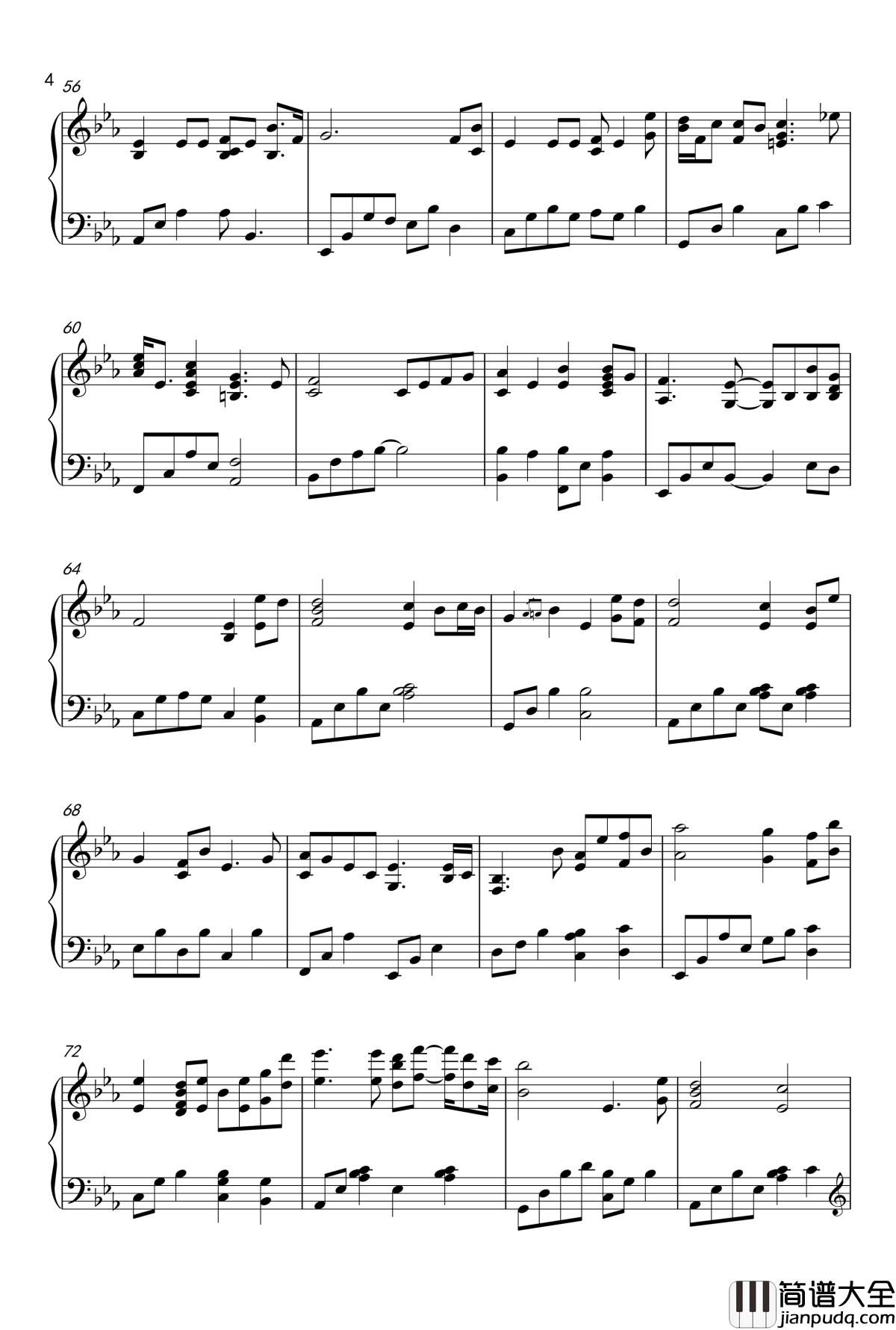 我愿意钢琴谱_柔情jazz版_王菲