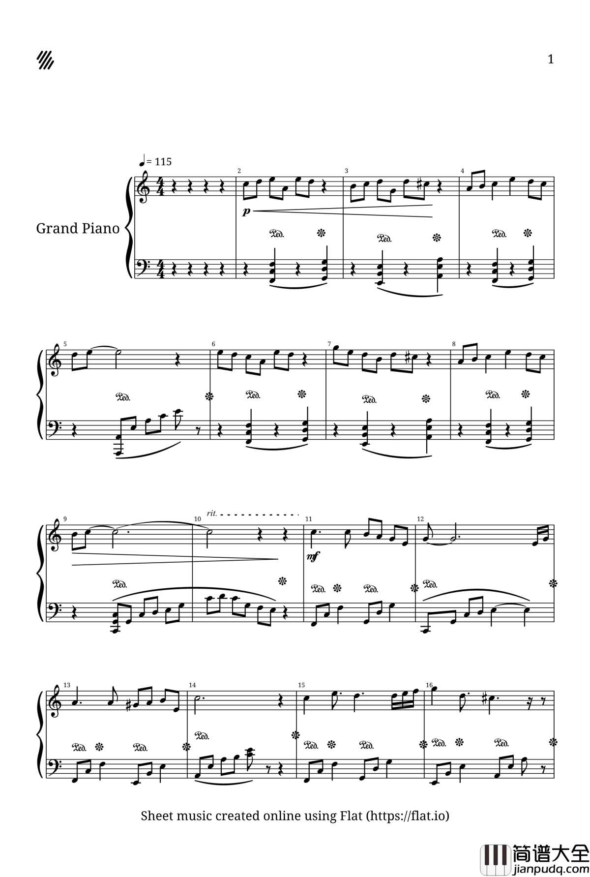 解语钢琴谱_小熏草