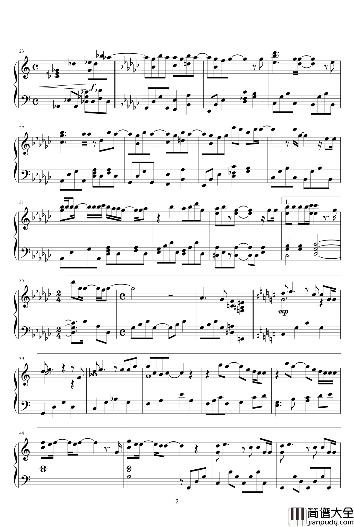 片想い钢琴谱_miwa