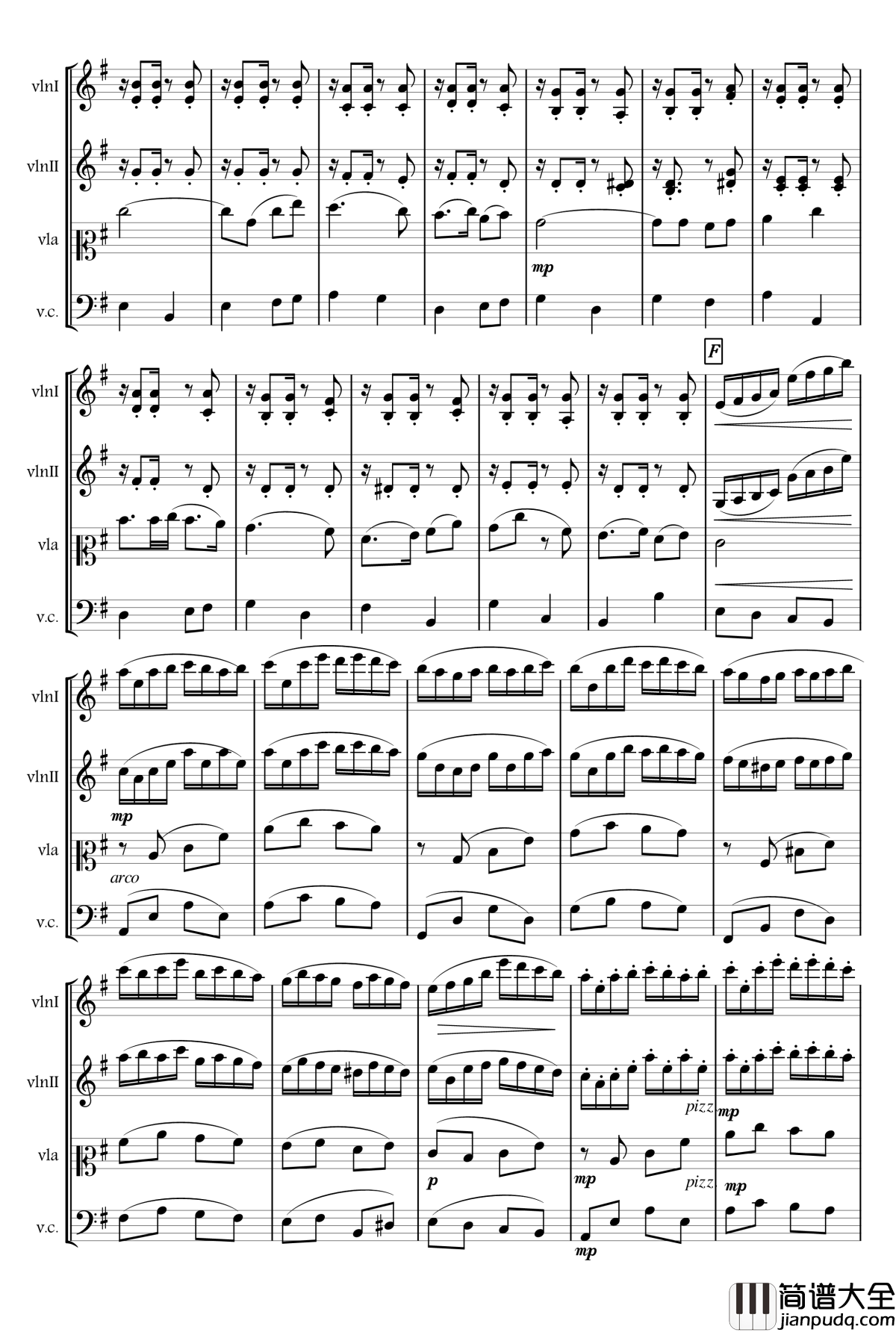 快乐的萨丽哈钢琴谱_Arr.俞丽拿女子弦乐四重奏_俞丽拿