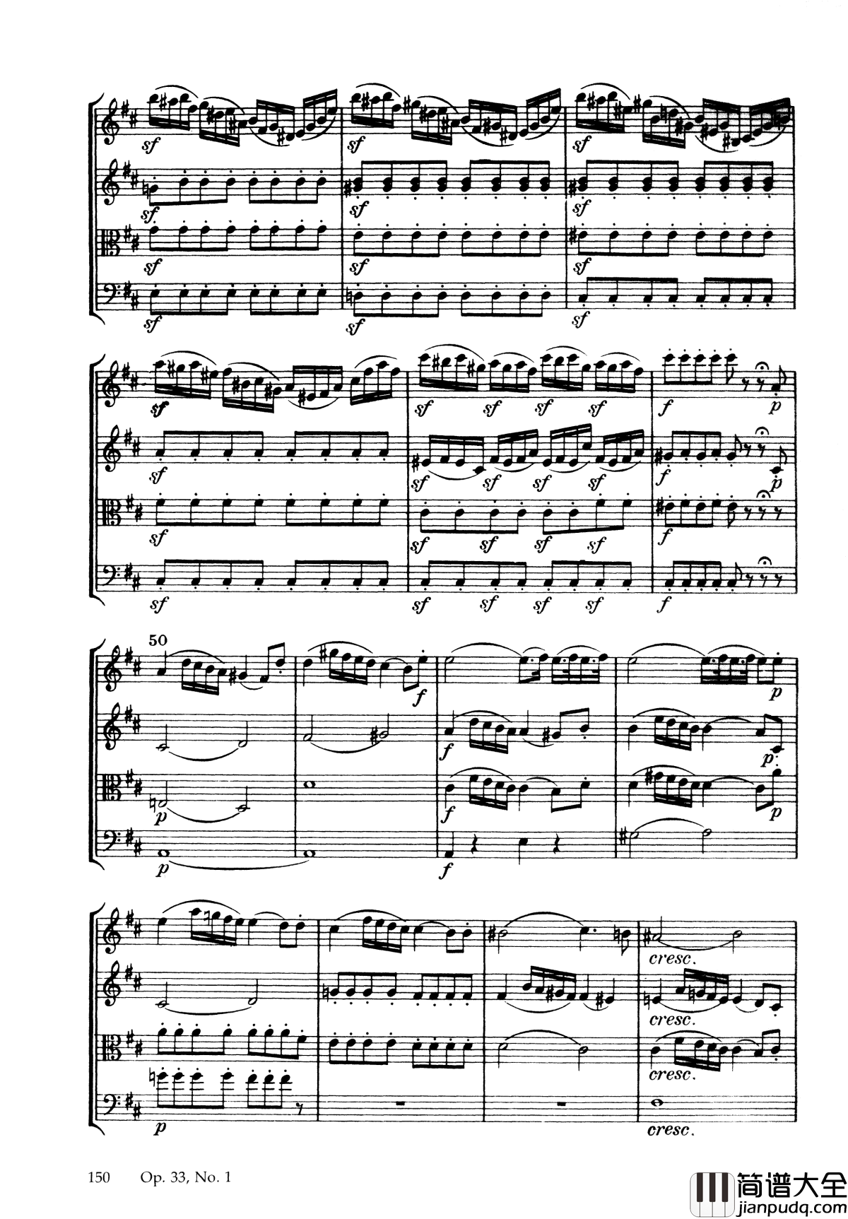 b小调弦乐四重奏_Op.33__No.1钢琴谱_海顿