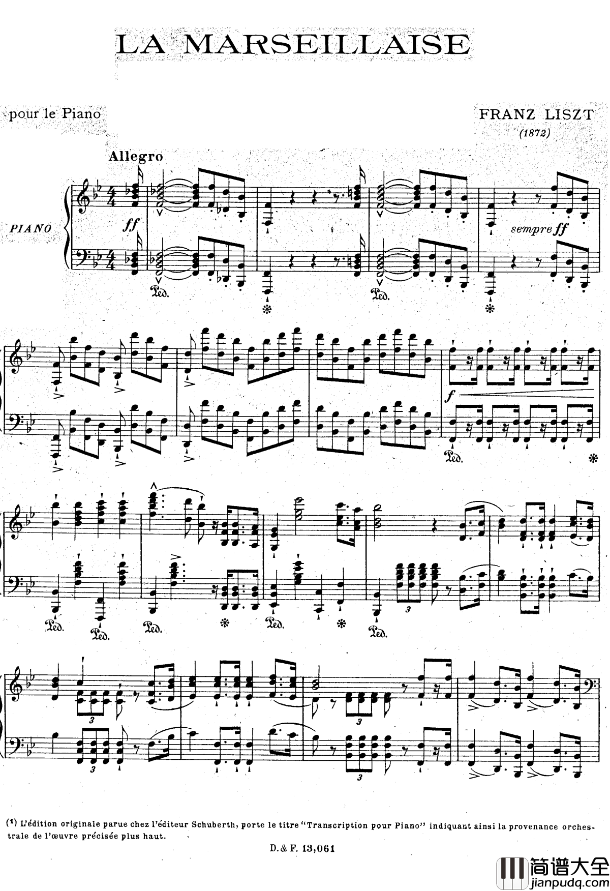 李斯特改编法国国歌马赛曲S.237钢琴谱_李斯特