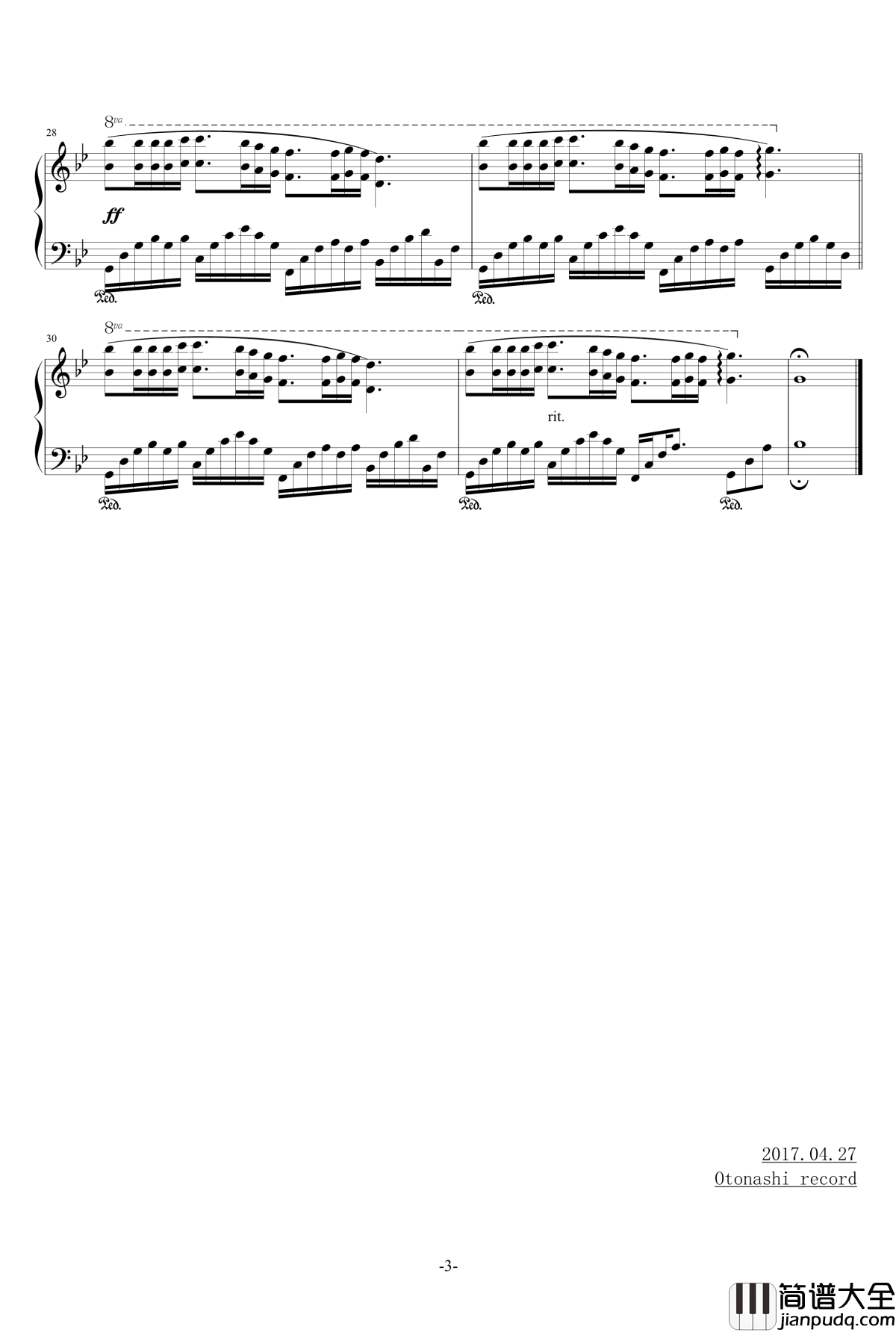 理查德演奏版钢琴谱_梦中的婚礼_克萊德曼