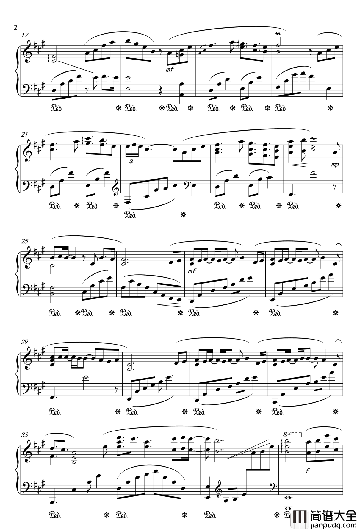 月夜に舞う恋の花_Piano_Instrumental_钢琴谱_千の刃涛