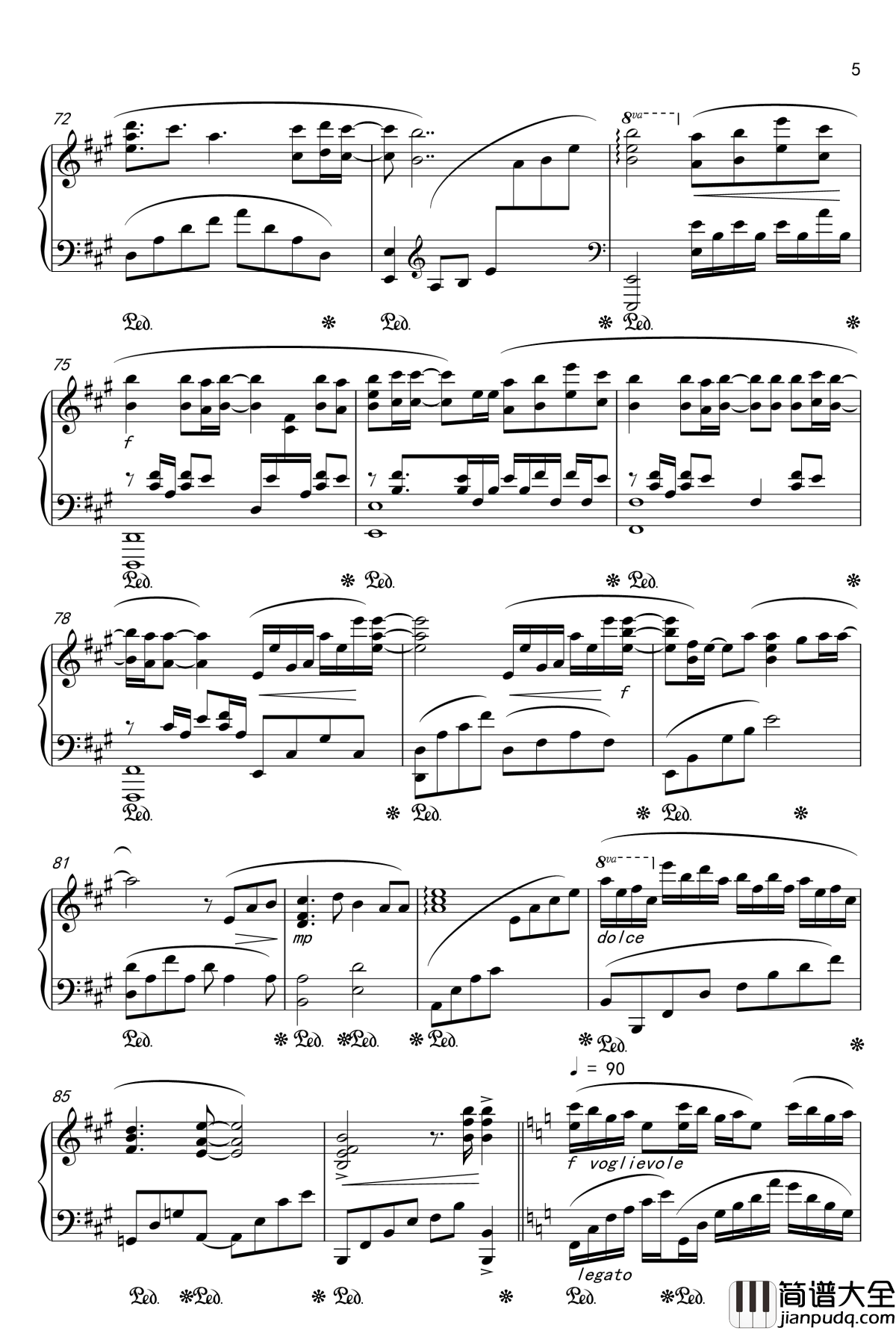 月夜に舞う恋の花_Piano_Instrumental_钢琴谱_千の刃涛