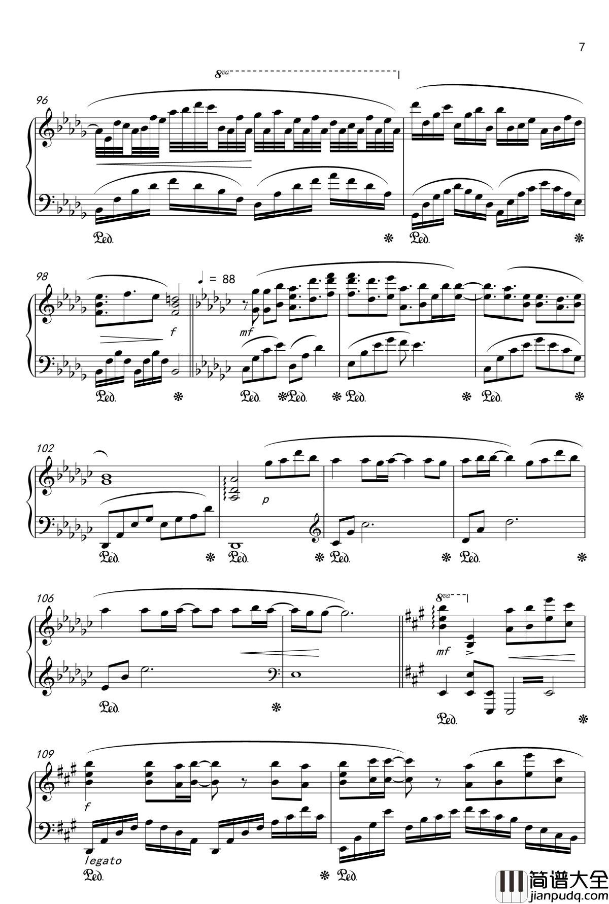 月夜に舞う恋の花_Piano_Instrumental_钢琴谱_千の刃涛