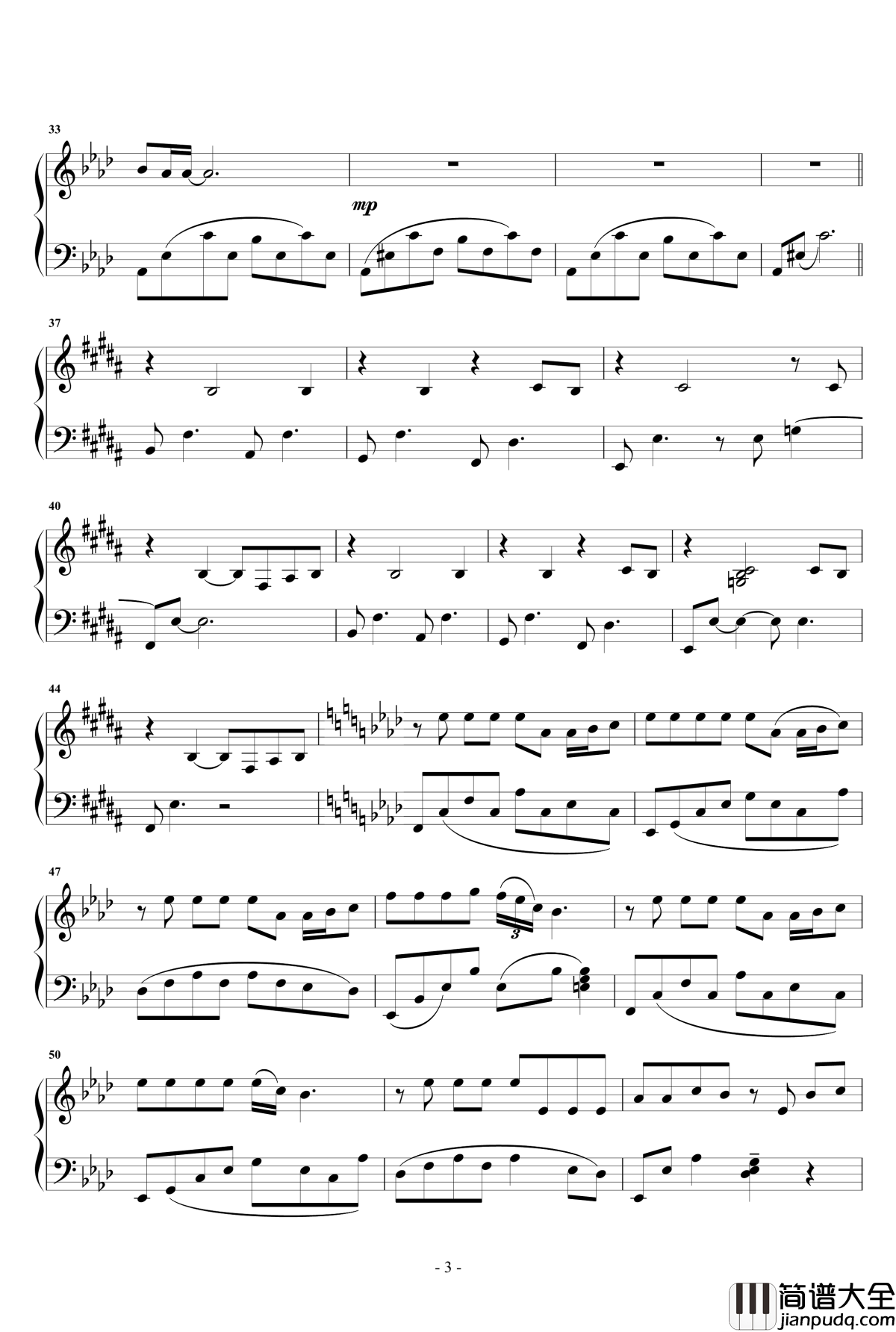 半岛铁盒钢琴谱_原声独奏_周杰伦