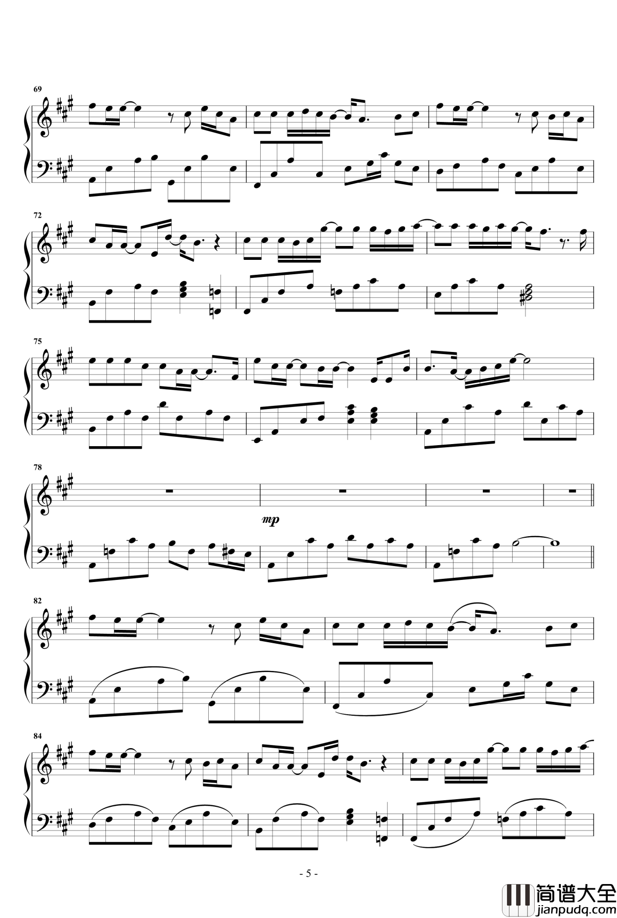 半岛铁盒钢琴谱_原声独奏_周杰伦