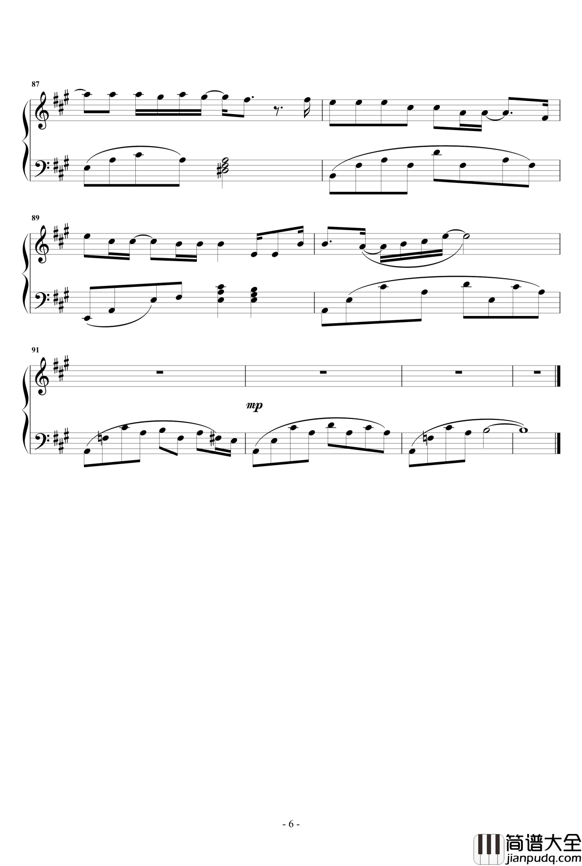 半岛铁盒钢琴谱_原声独奏_周杰伦