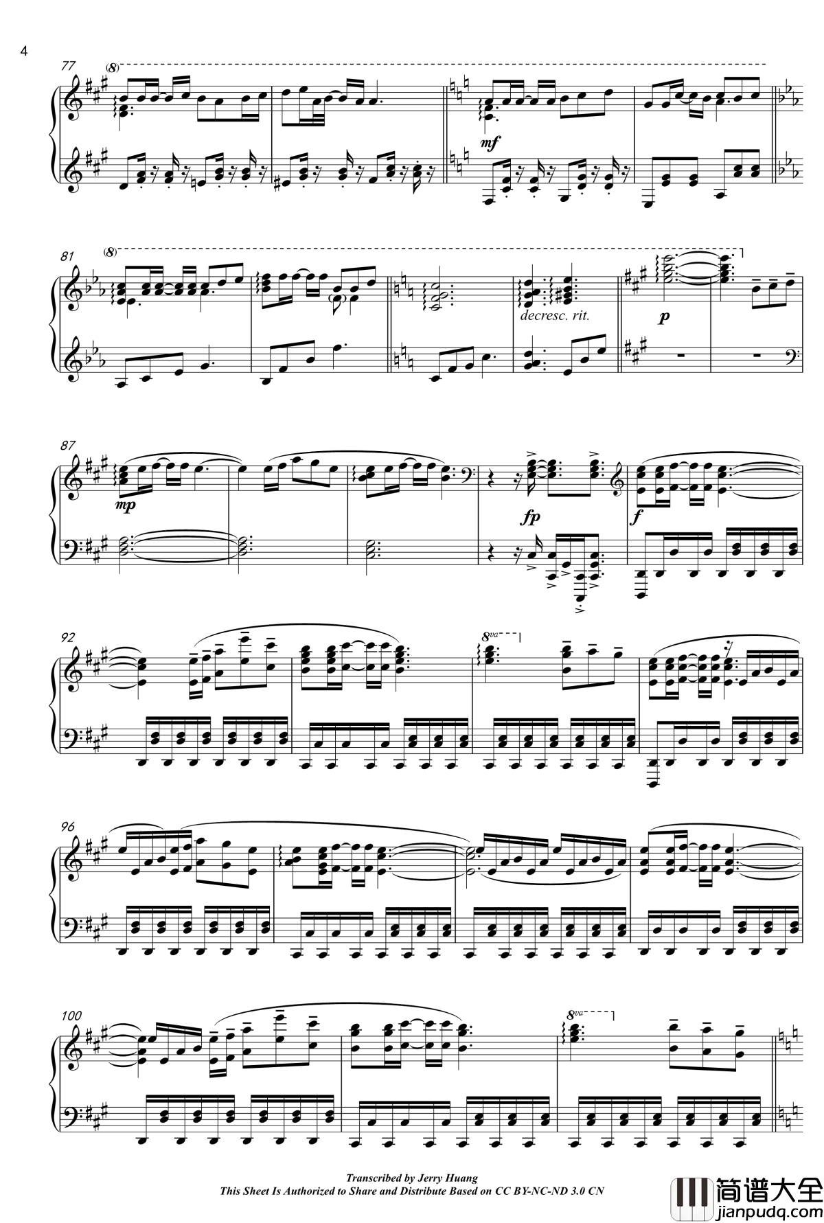 青葉钢琴谱_触手猴