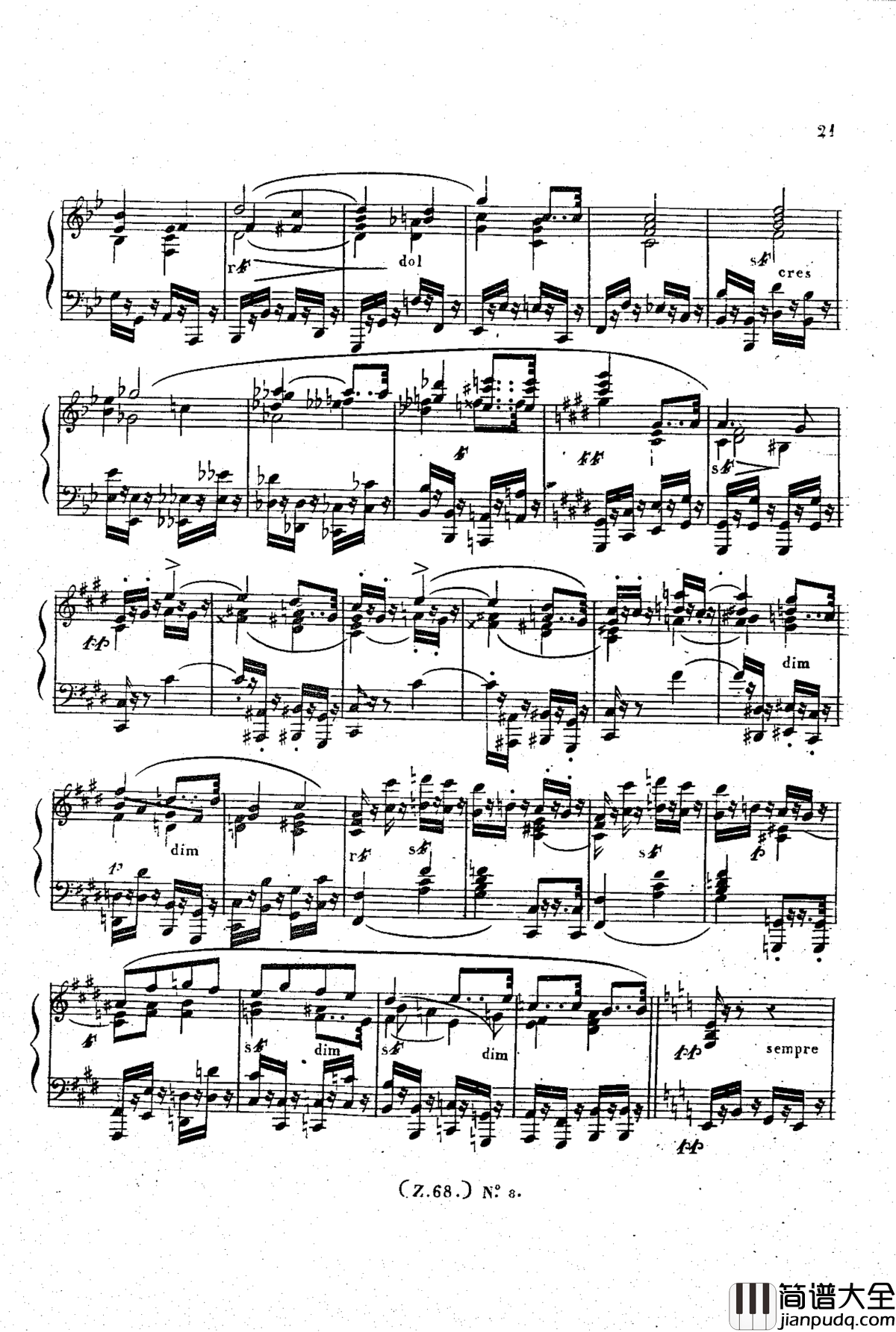 _d小调第六钢琴奏鸣曲_Op.124钢琴谱_车尔尼_Czerny